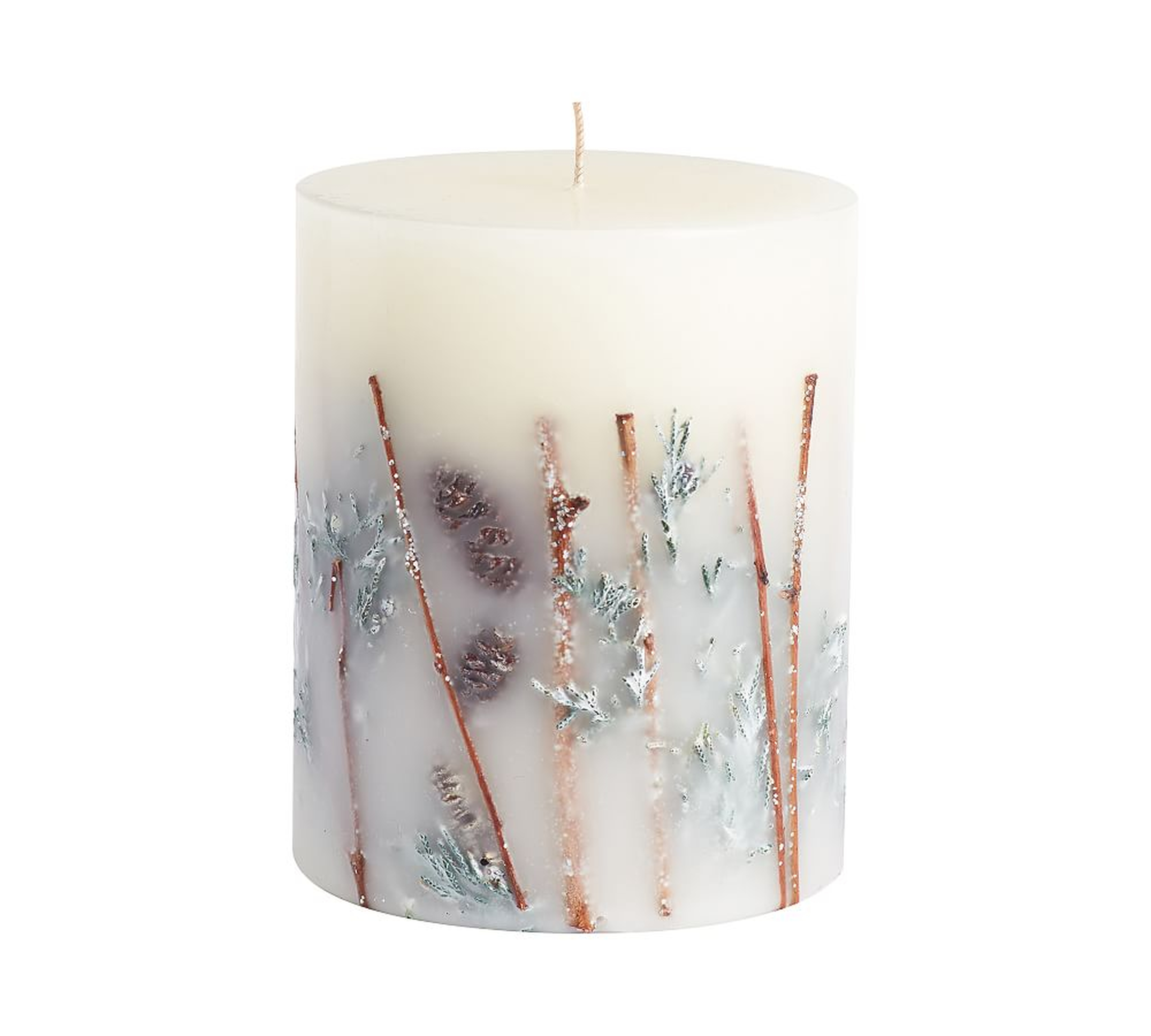 Winter Spruce Scented Pillar Candle, Green, 4x4.5 - Pottery Barn