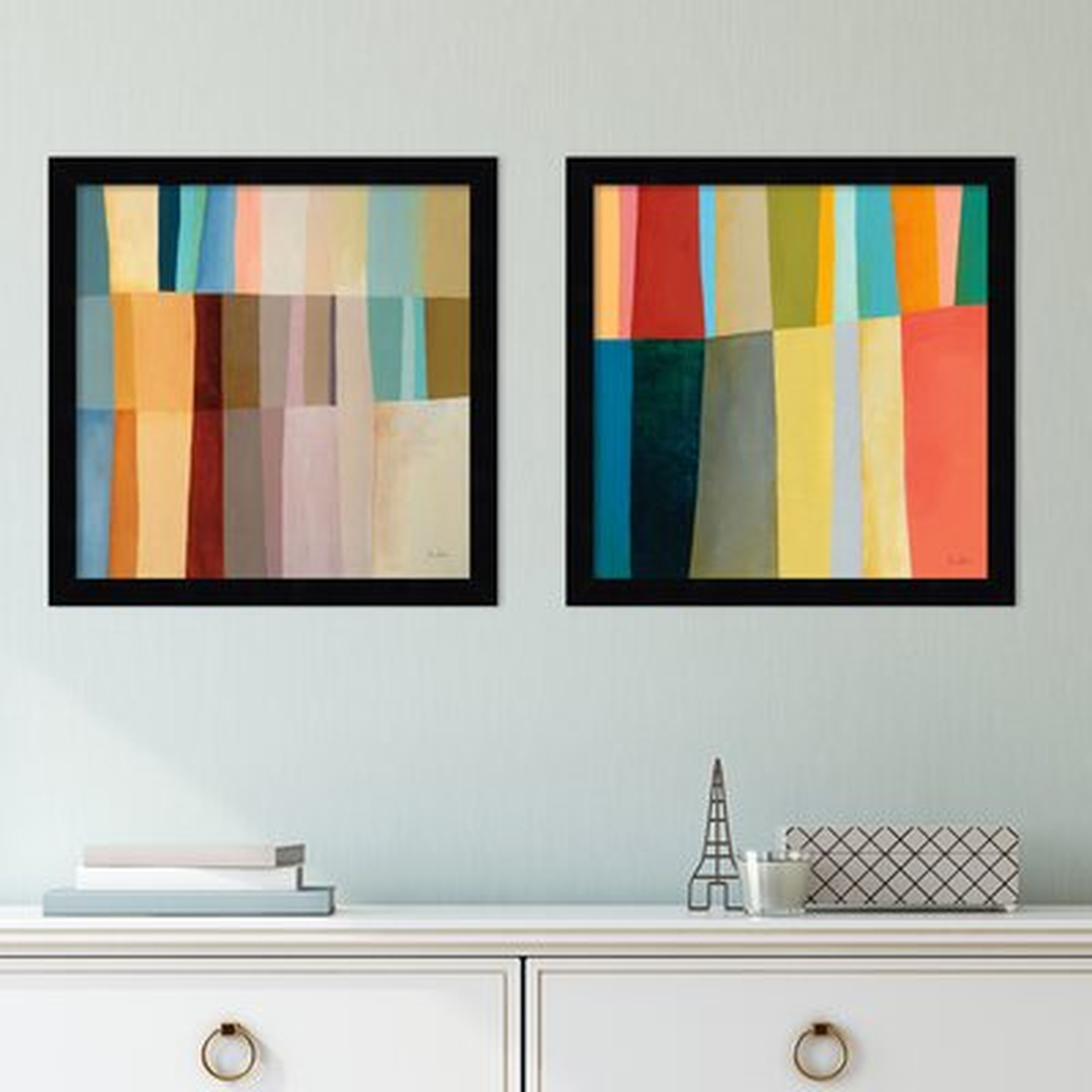Stitched Together Block Abstracts Jane Davies Framed Wall Art Print - Set Of 2 - Wayfair