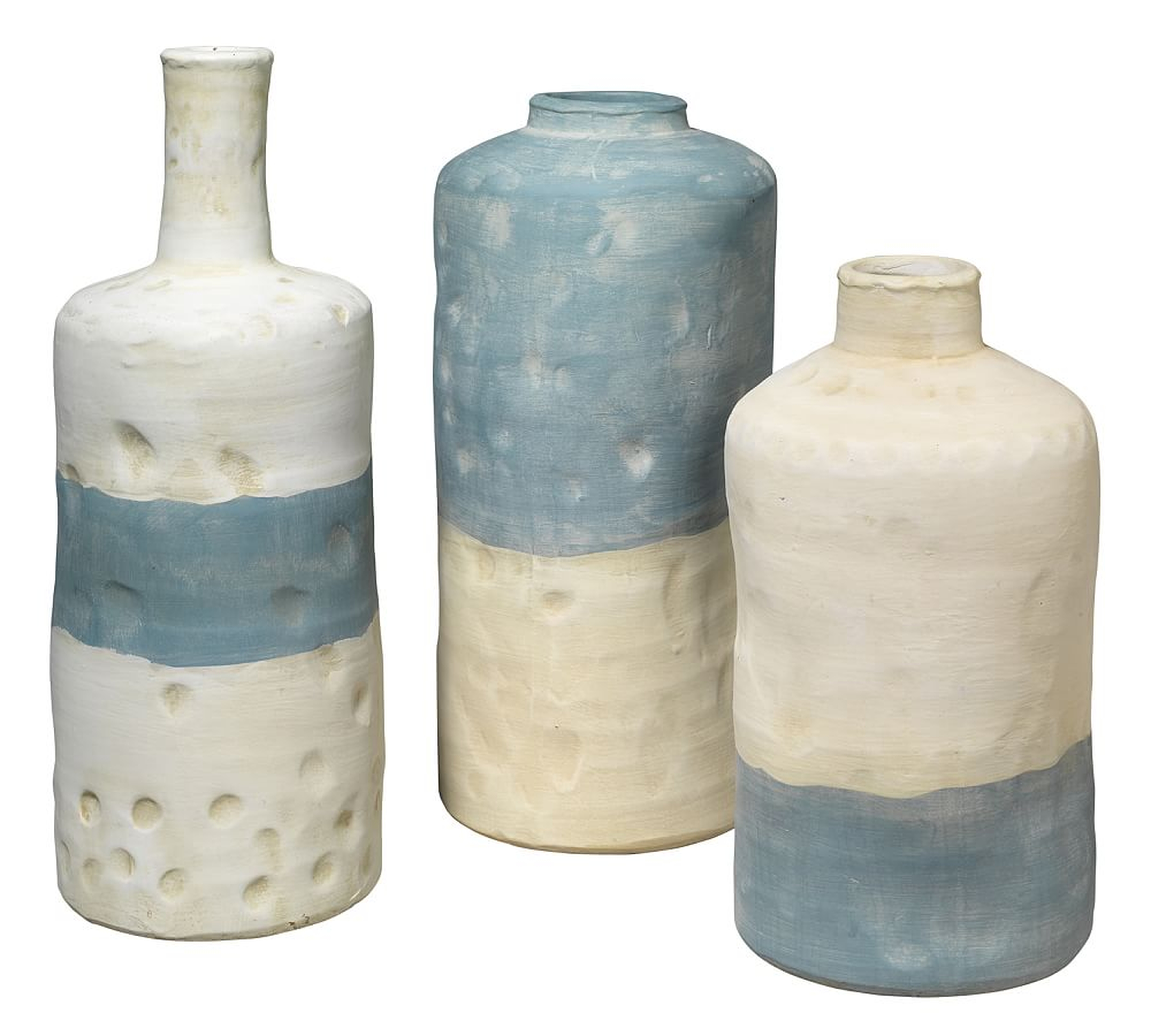 Mallory Blue/White Ceramic Vessels, Set of 3 - Pottery Barn