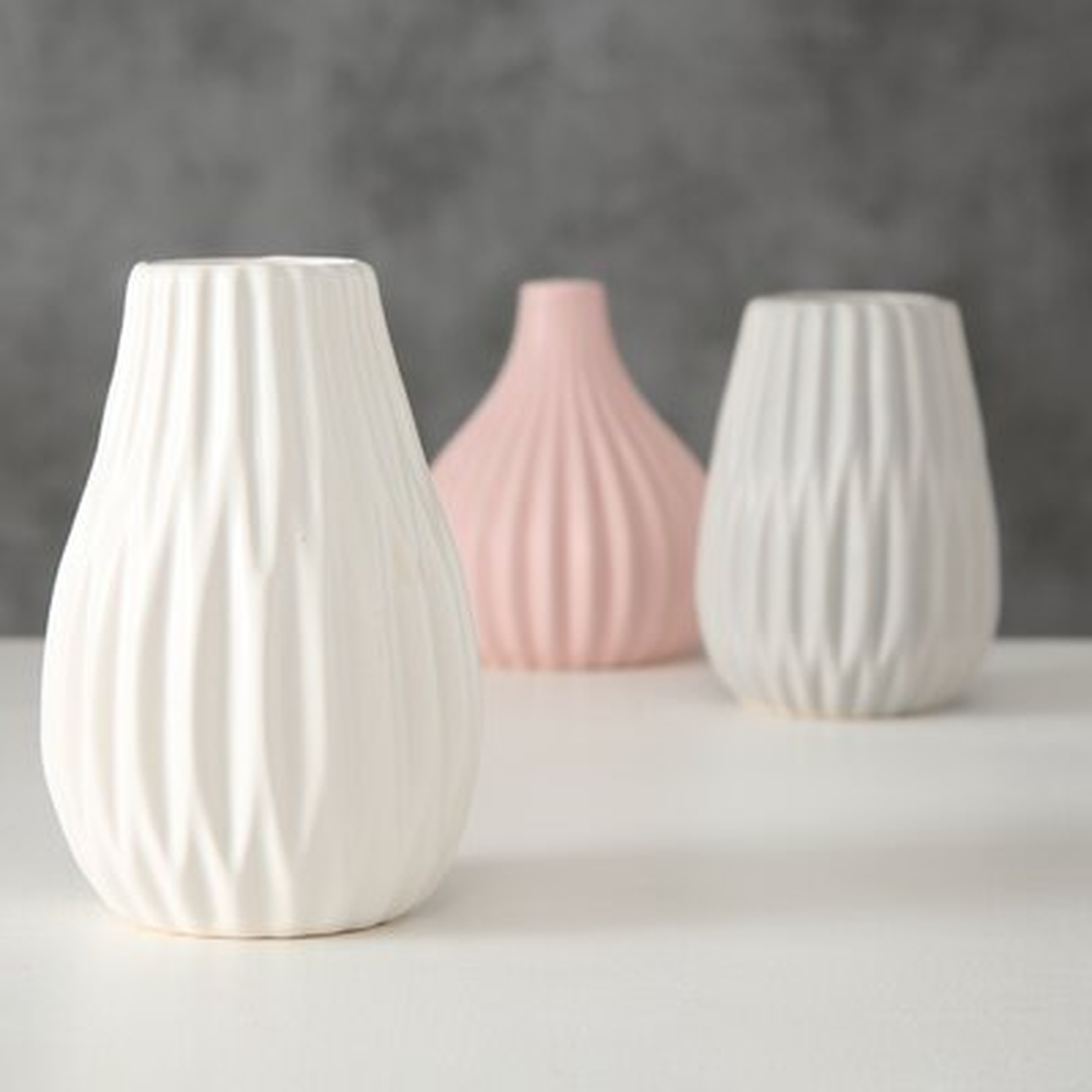 3 Piece Spaulding Pink/Rose/Mauve Stoneware Table Vase Set - Wayfair
