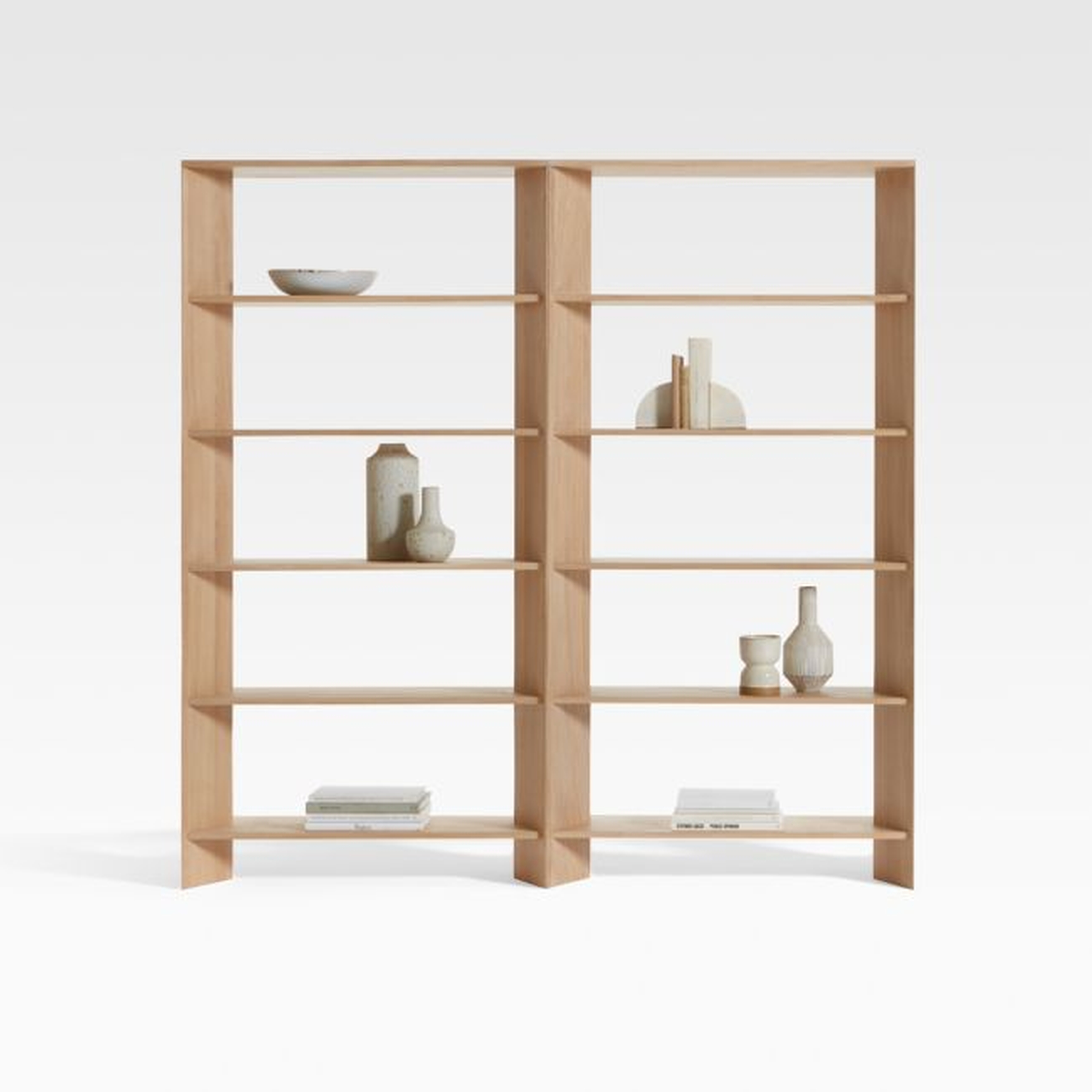 Terrazza Natural Oak 5-Shelf Bookcases, Set of 2 - Crate and Barrel