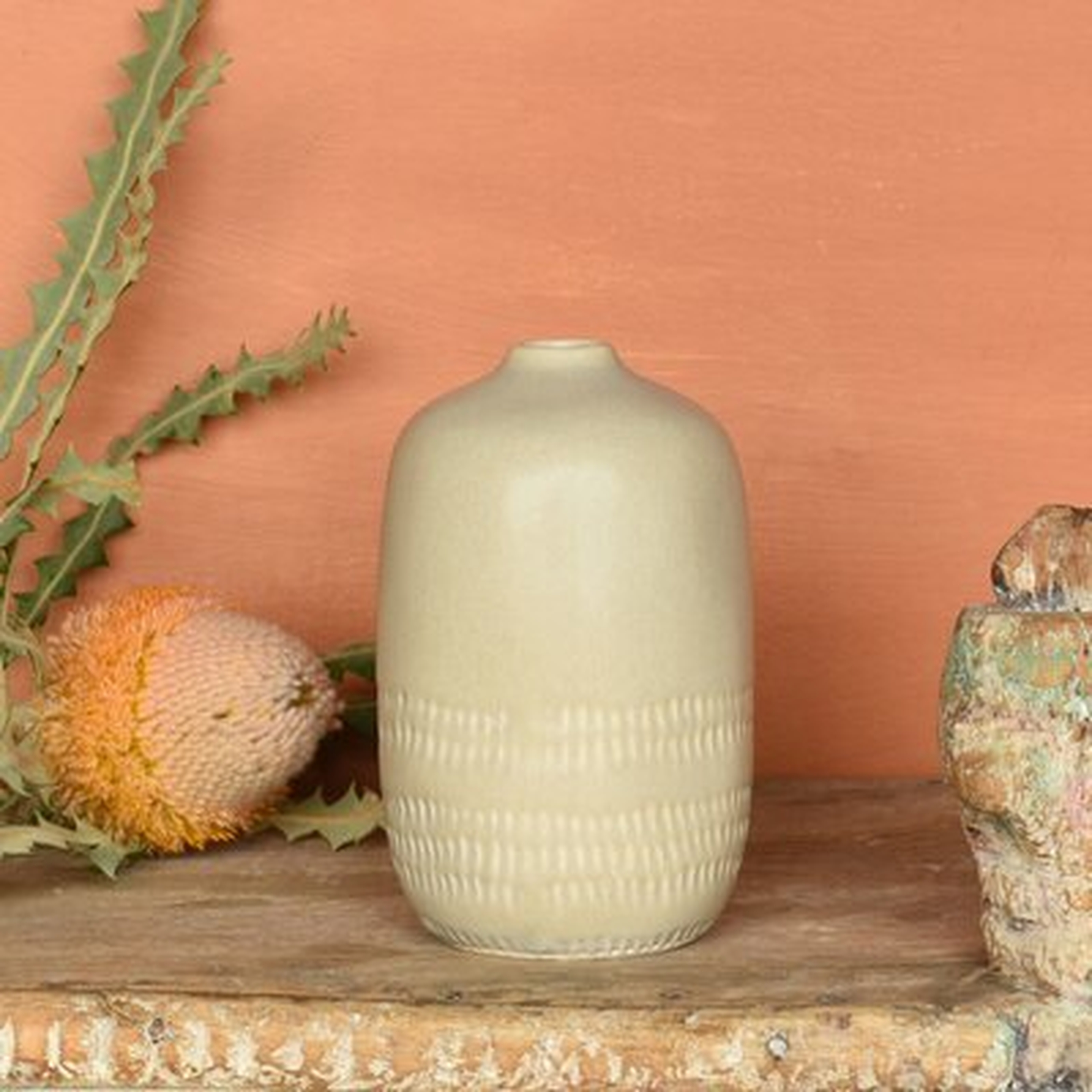 Armanni Beige Ceramic Table Vase - Wayfair
