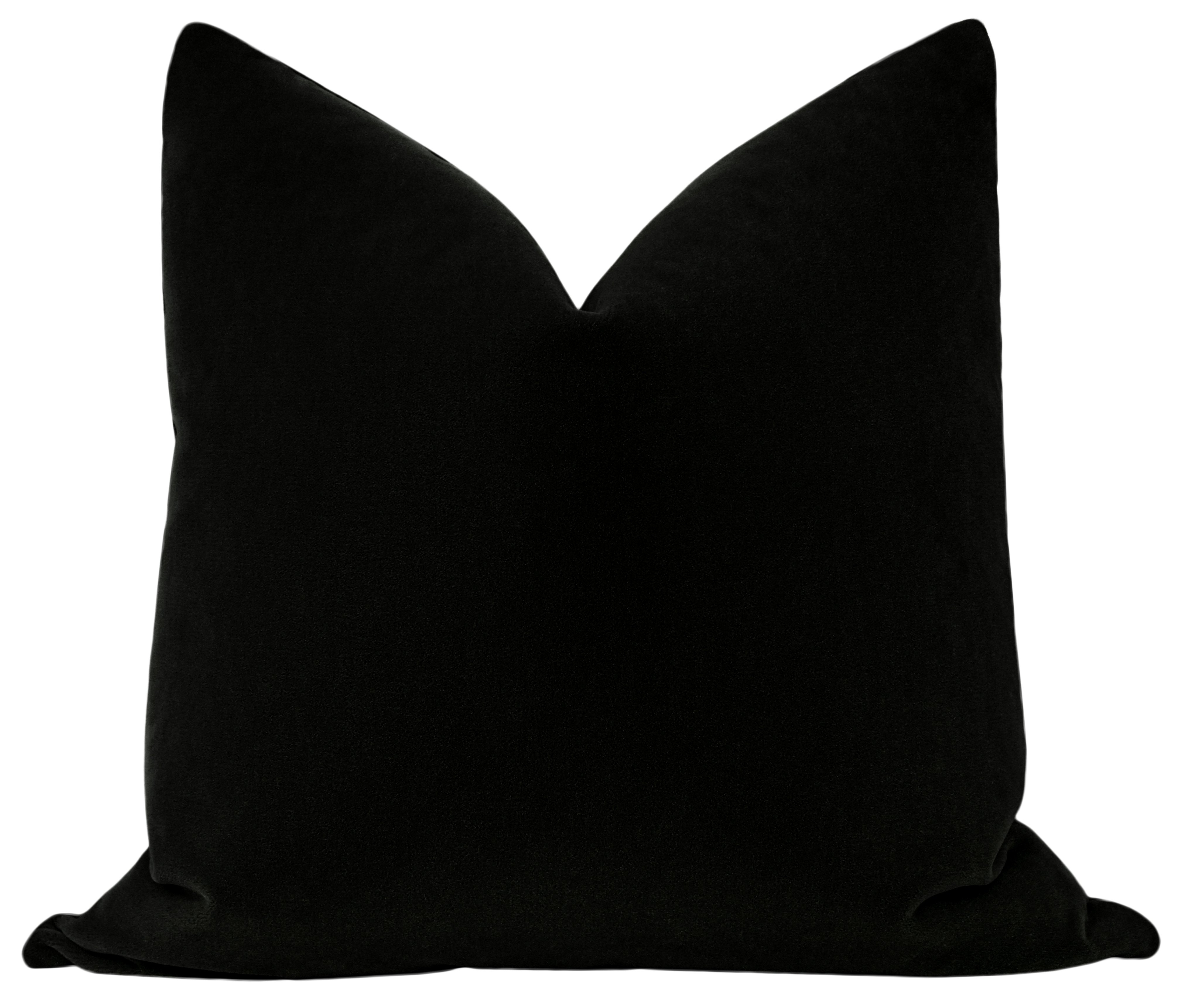 Mohair Velvet Pillow Cover, Caviar, 18" x 18" - Little Design Company