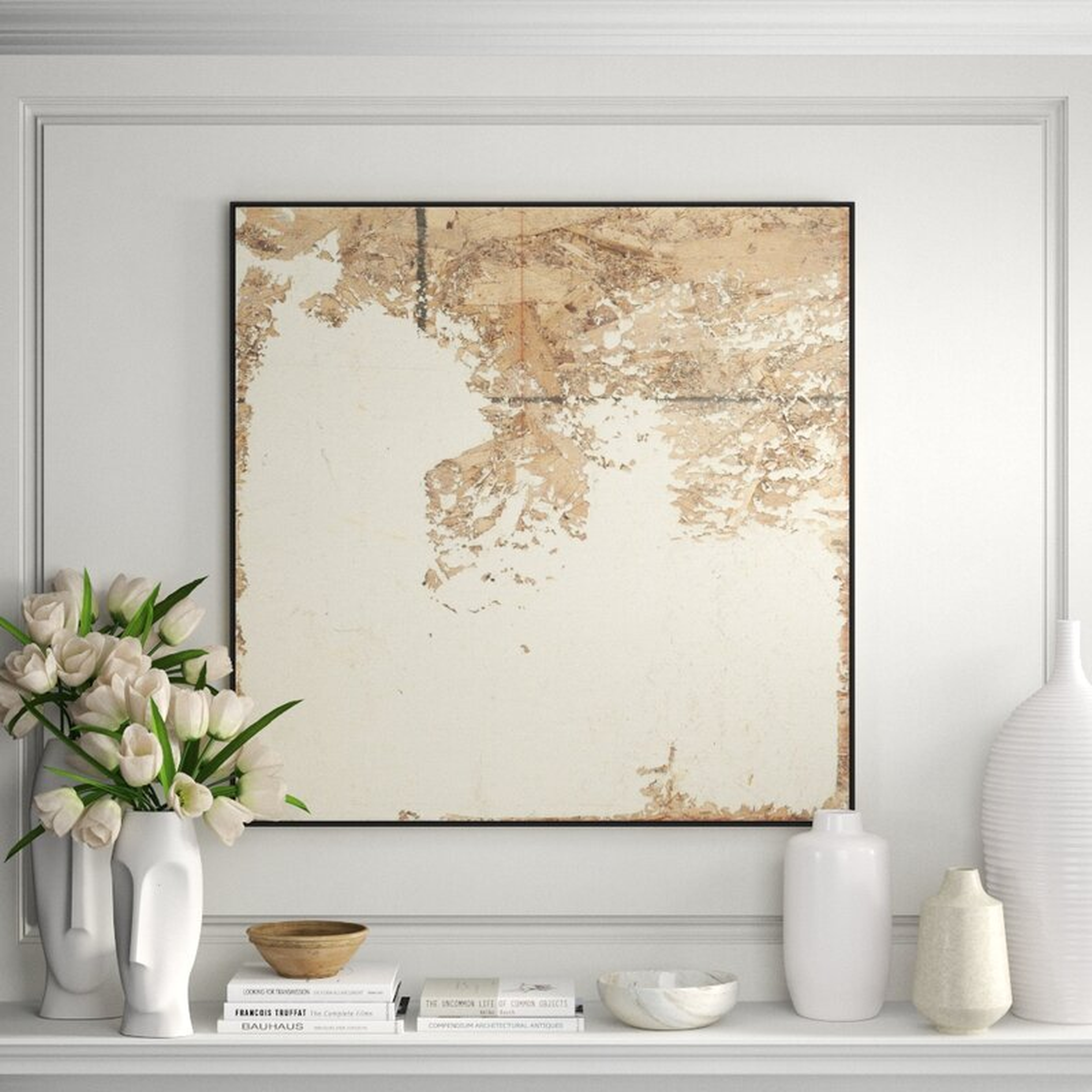 JBass Grand Gallery Collection 'White Texture' Framed Print on Canvas - Perigold