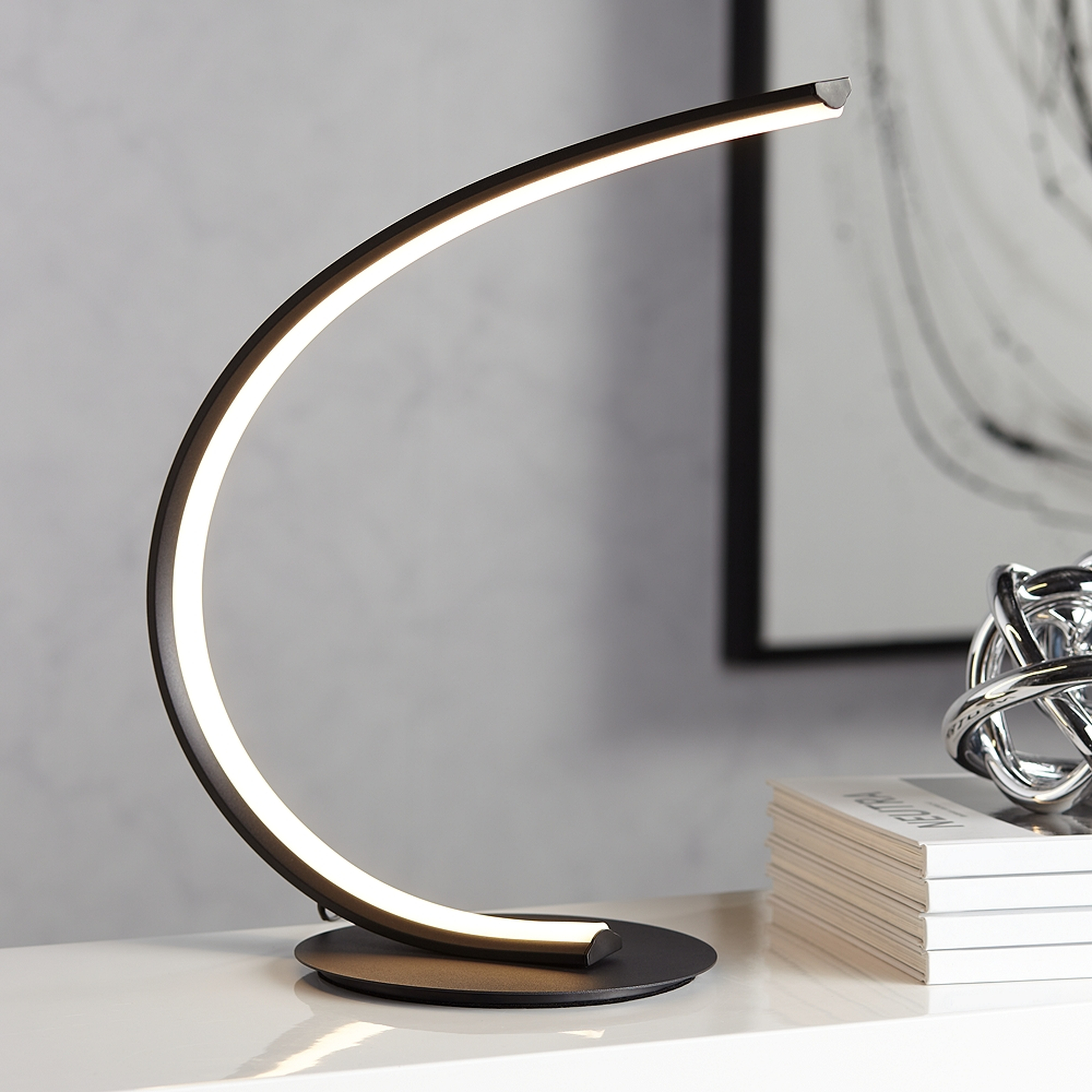 Possini Euro Avante Curved Arc 15.25" High LED Accent Table Lamp - Lamps Plus