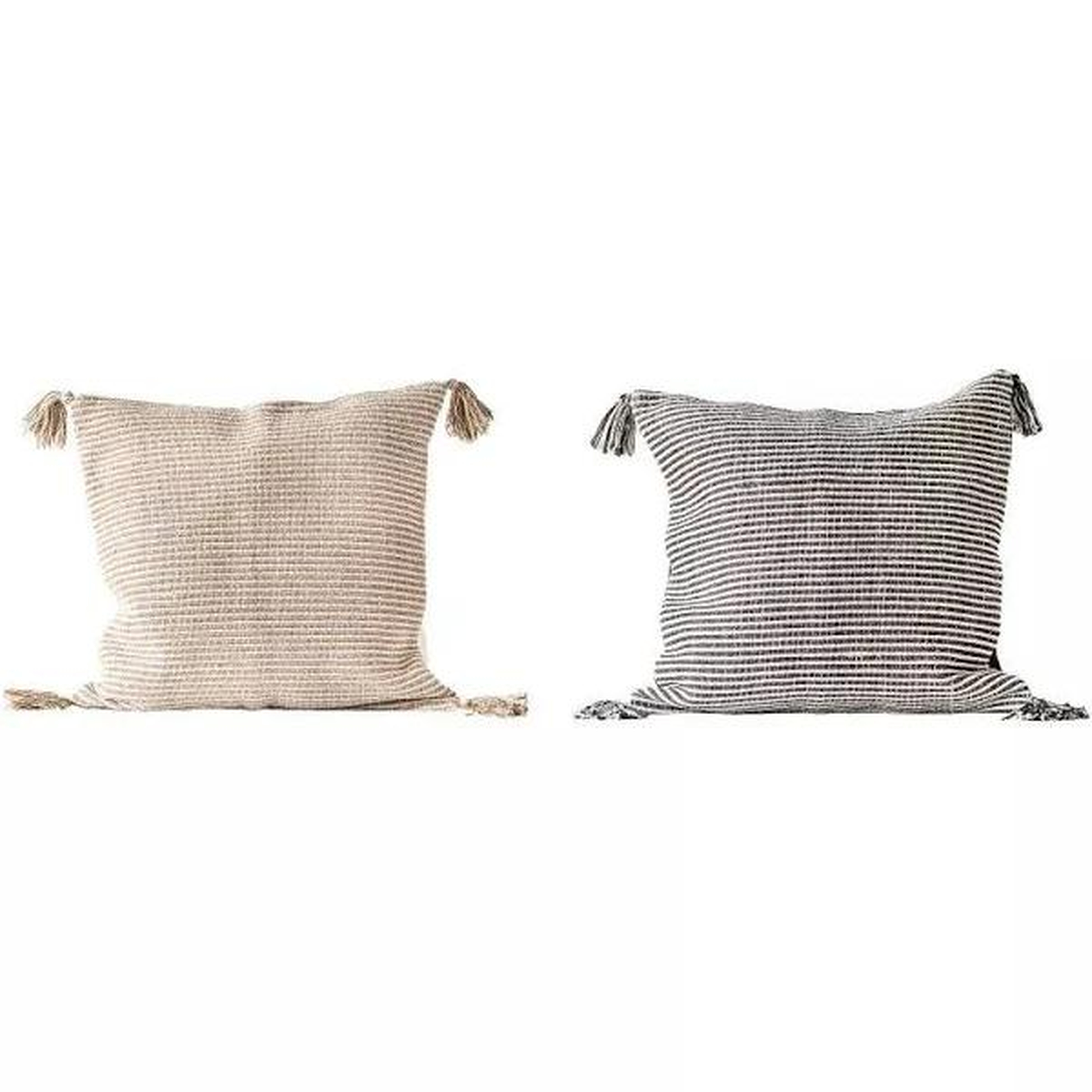 Stafford Striped Pillows, Neutrals, 24" x 24", Set of 2 - Cove Goods