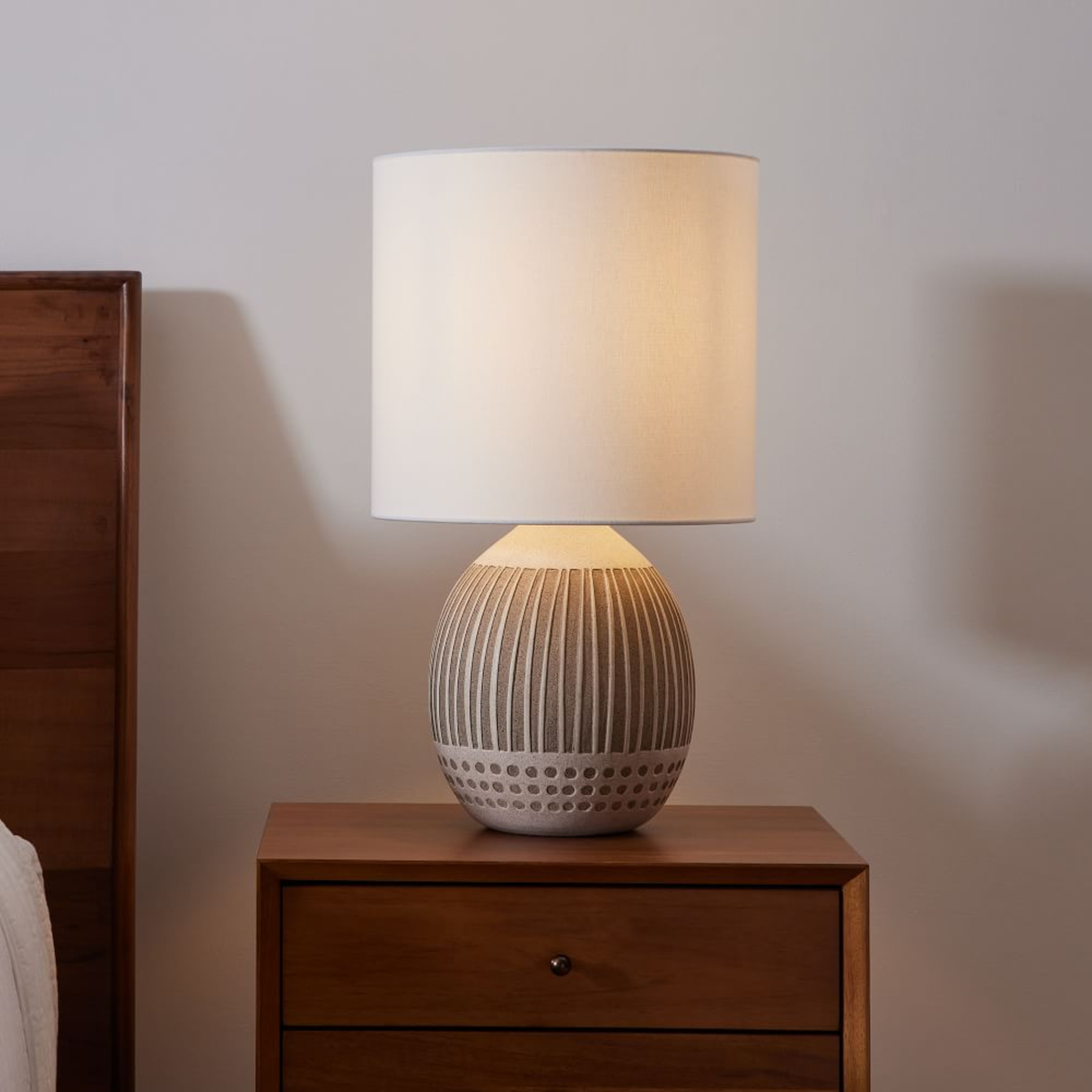 Mojave Ceramic Table Lamp, 21.5", White & Sand - West Elm