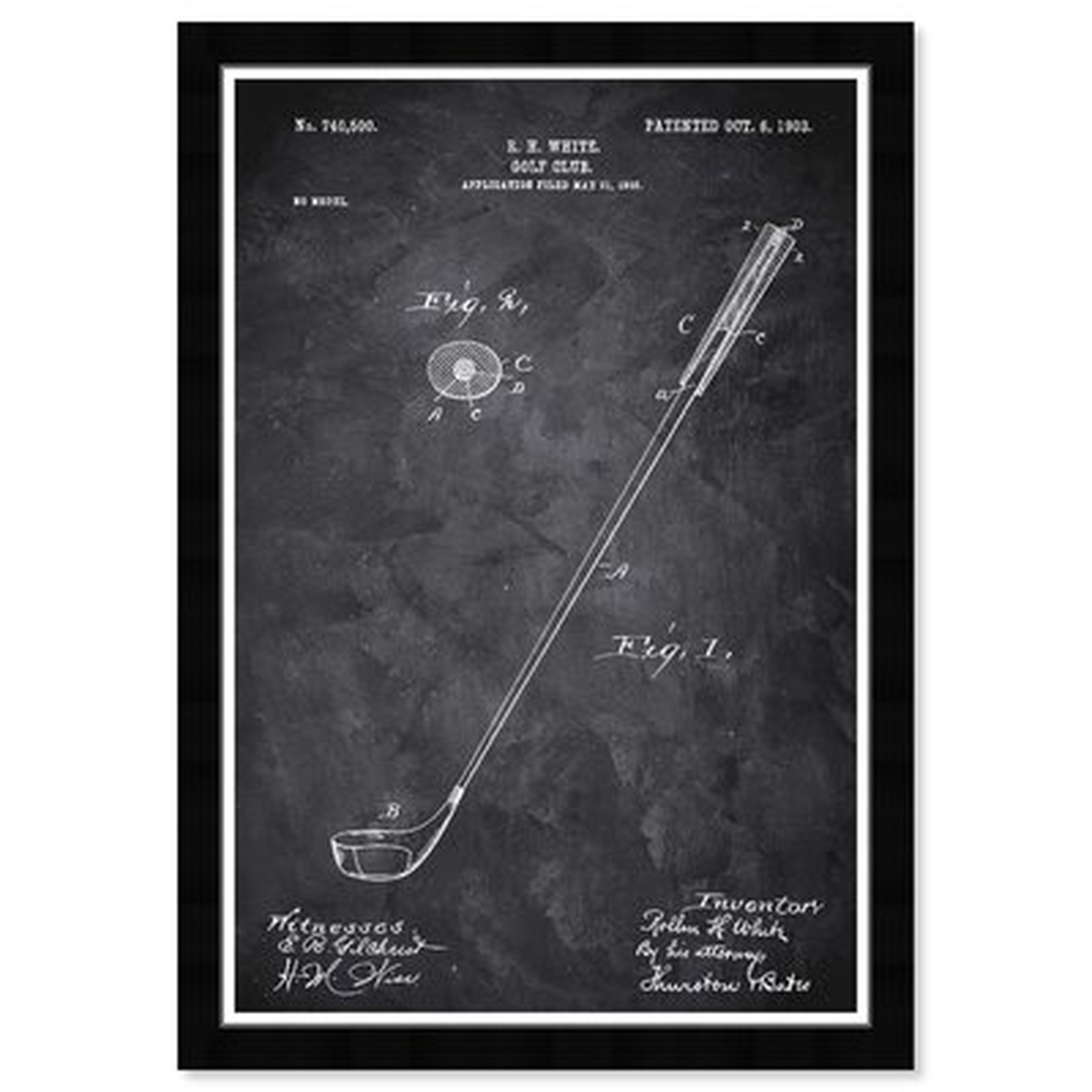 Golf Club 1903 Chalkboard - Picture Frame Graphic Art Print on Paper - Wayfair