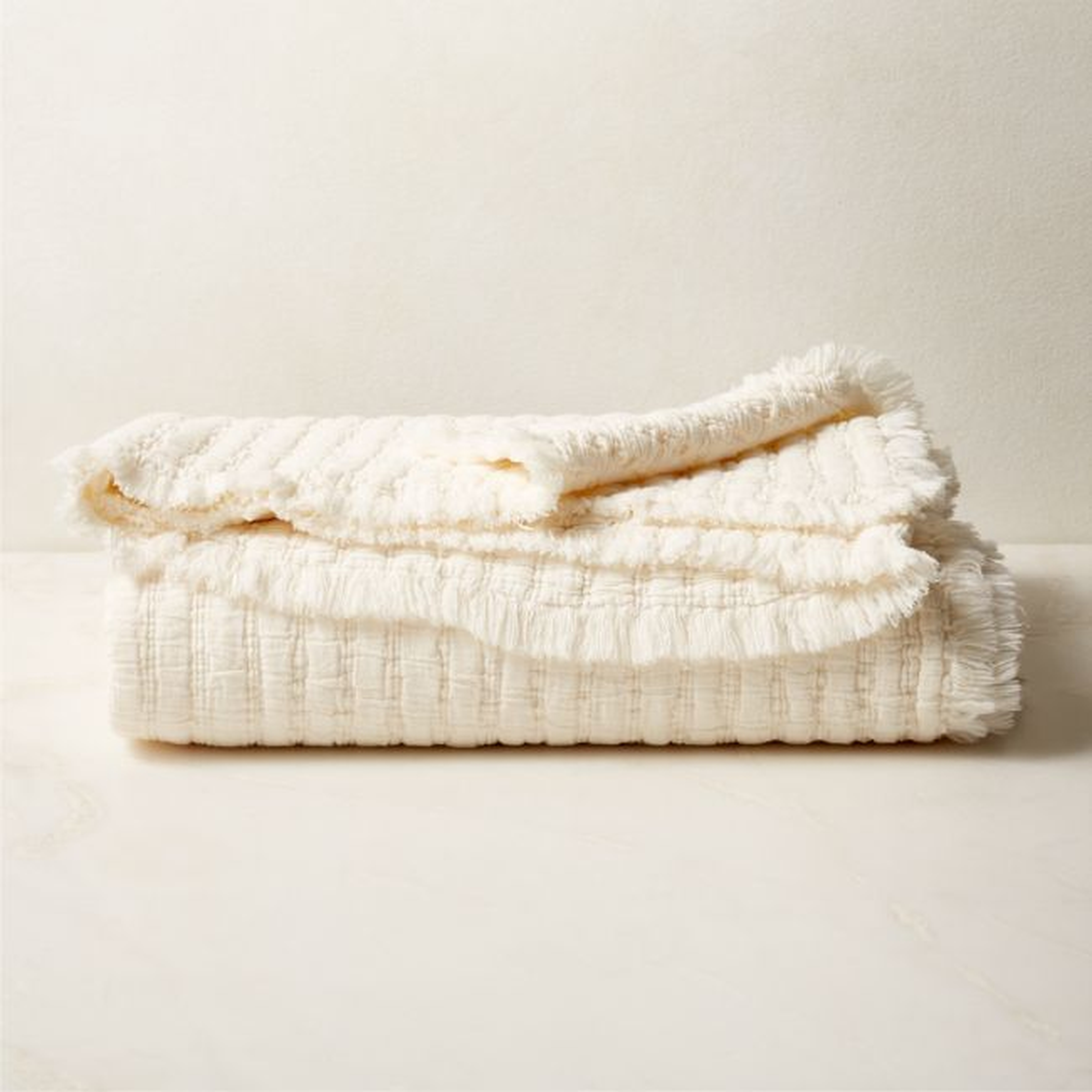 Silva Organic Warm White Throw Blanket - CB2
