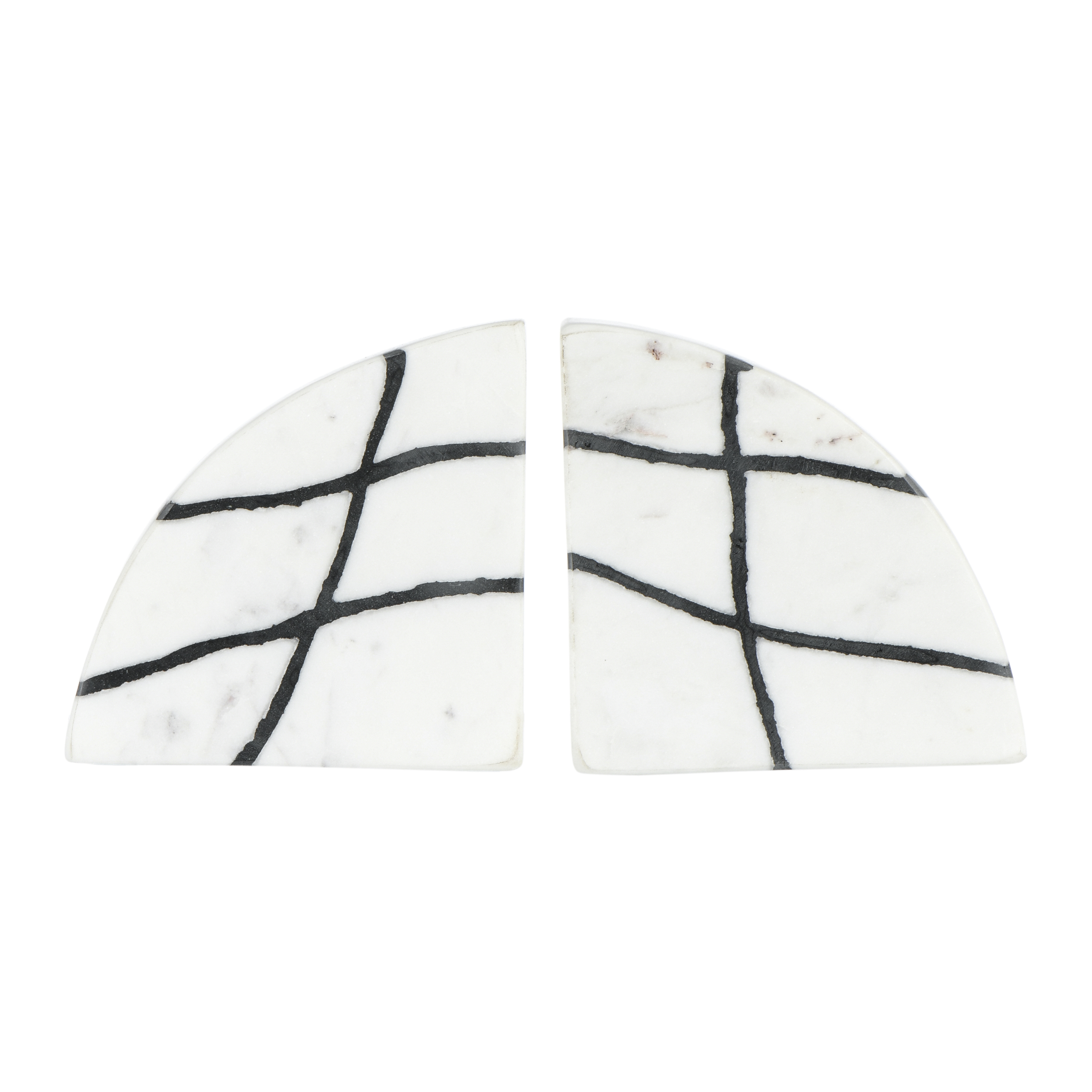 White & Black Marble Bookends, Set of 2 - Moss & Wilder
