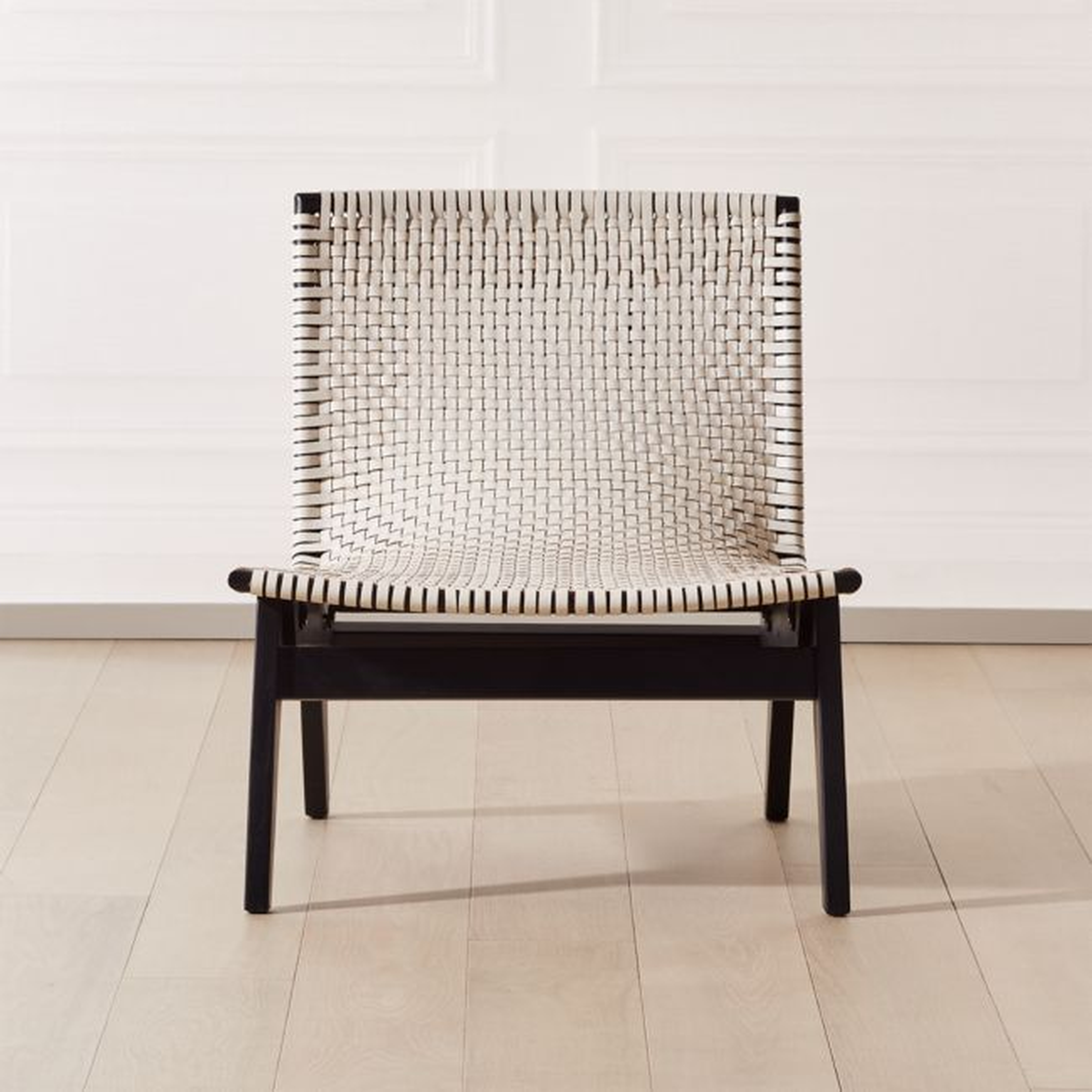 Morada Woven Ivory Leather Chair - CB2