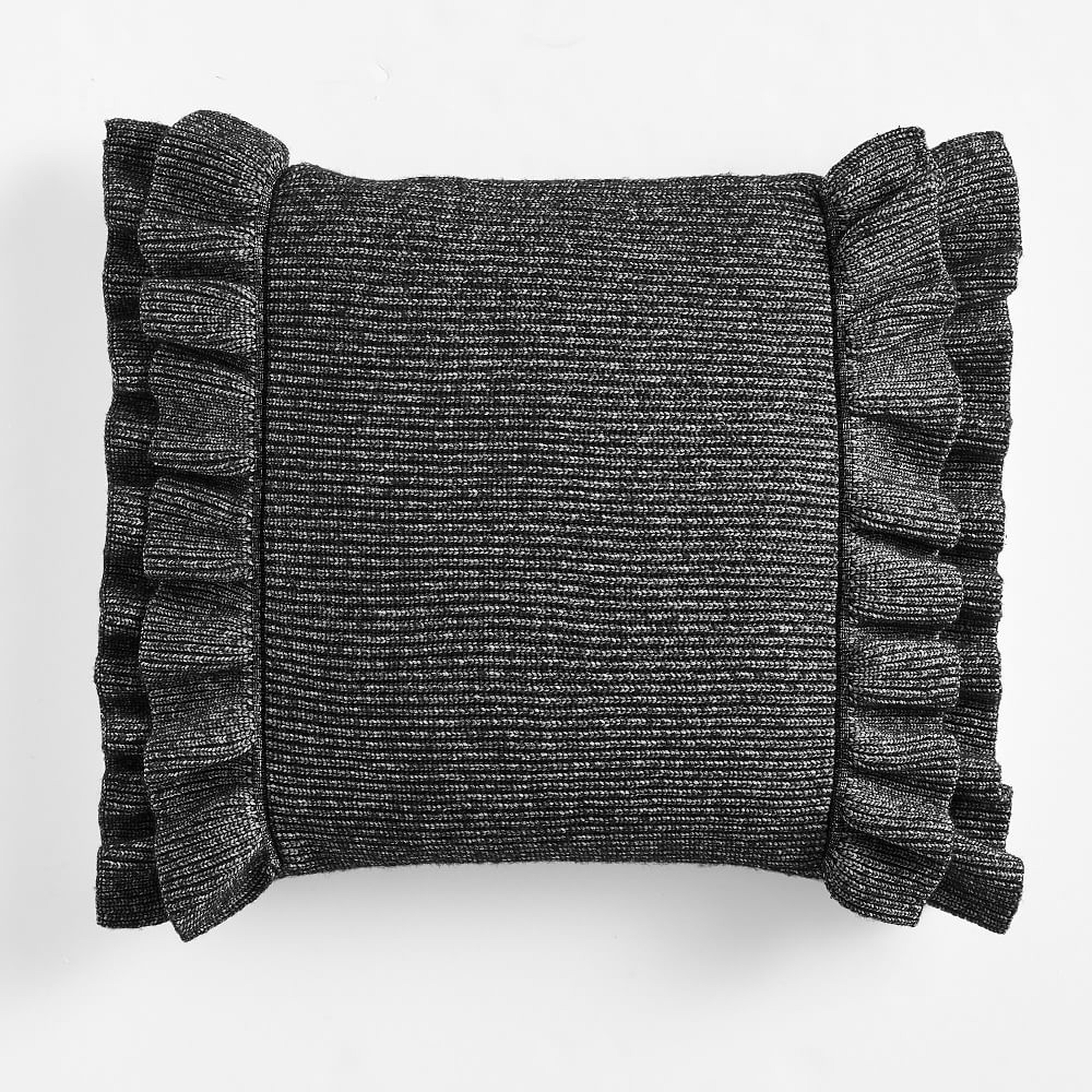 Emily & Meritt Double Ruffle Knit Pillow Cover & Insert, 18x18, Washed Black - Pottery Barn Teen
