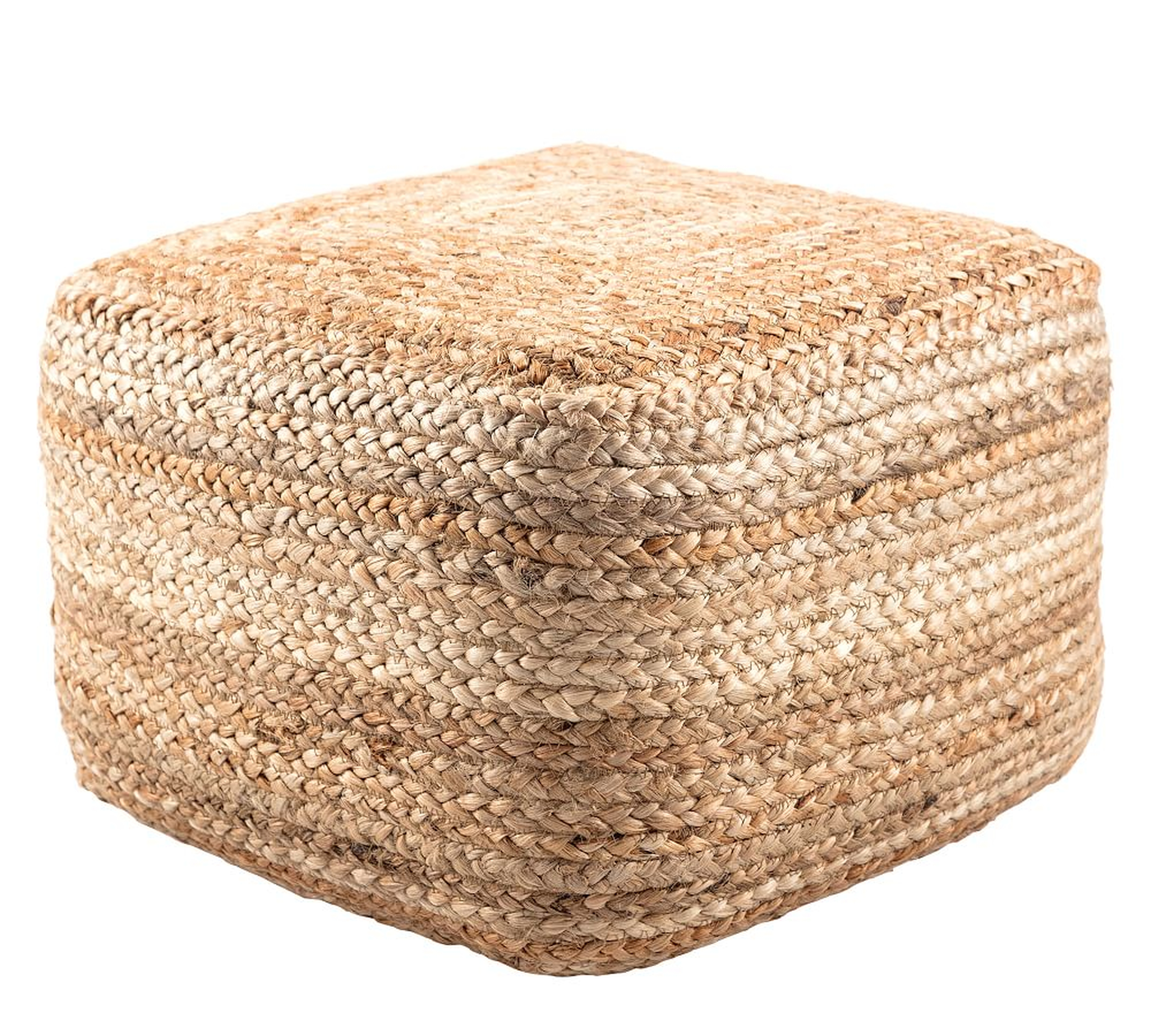 Square Hand Braided Jute Pouf, Warm Natural - Pottery Barn