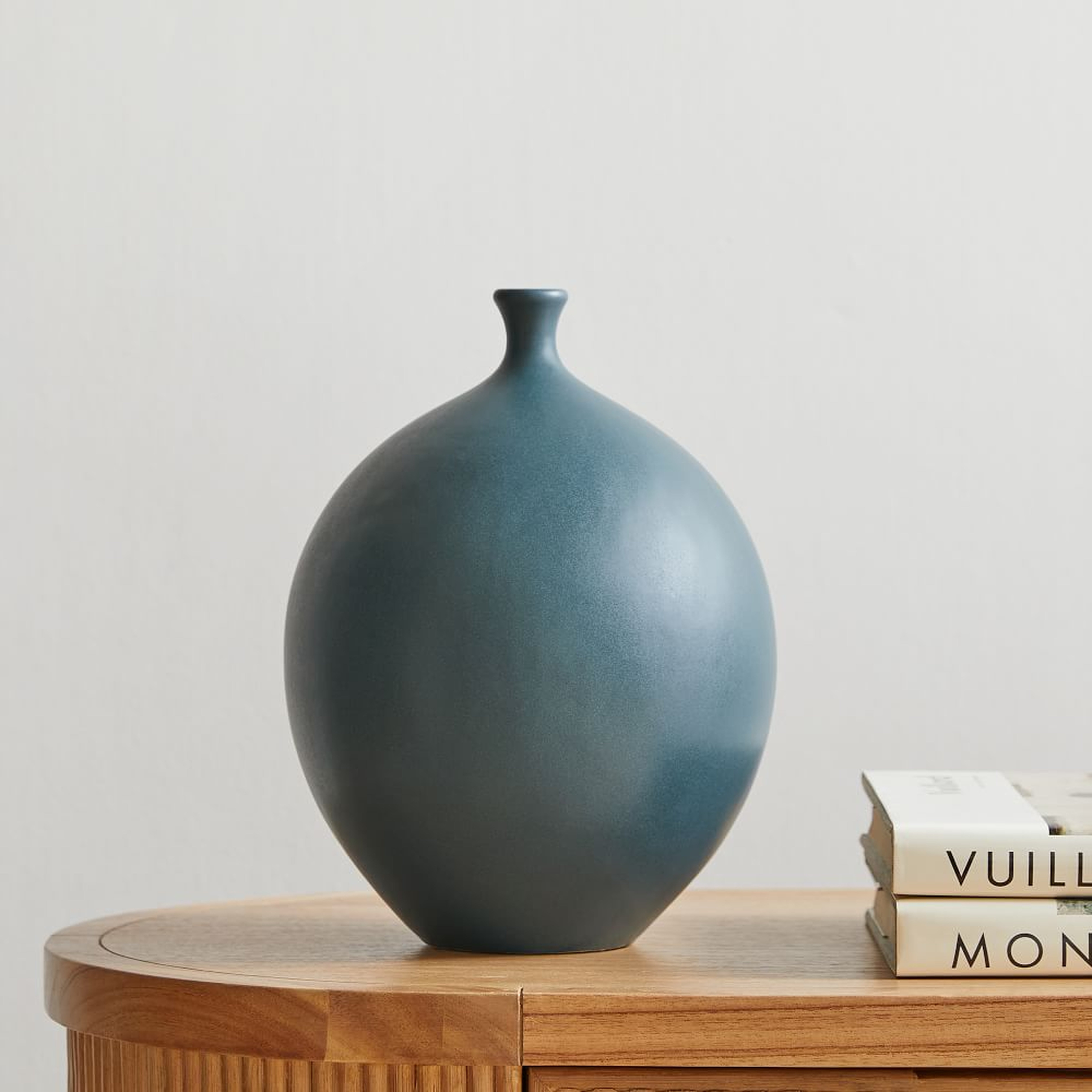 Crackle Glaze Vases, Round, Ocean, Ceramic, Medium - West Elm