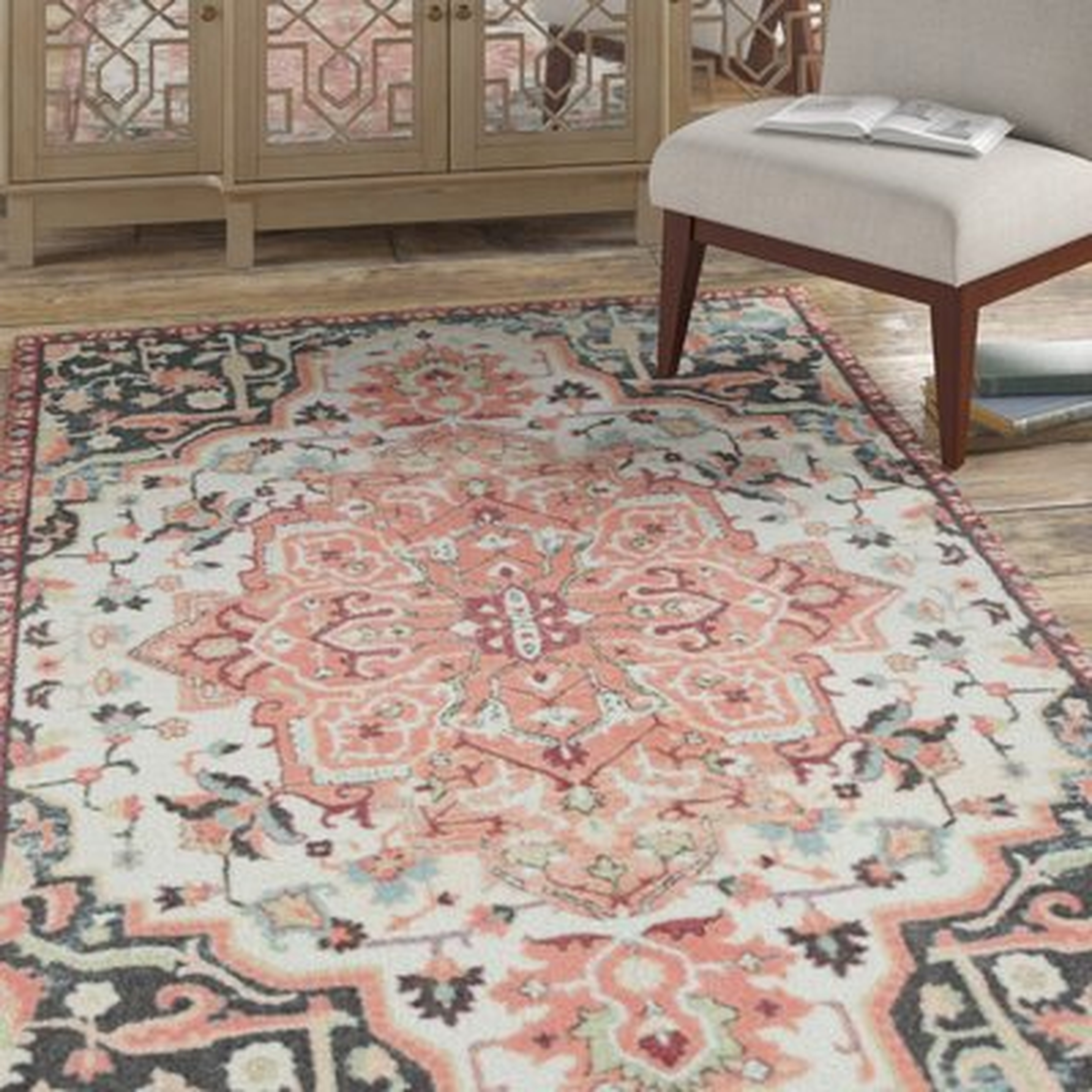 Casavant Floral Tufted Grey / Pink Area Rug - Wayfair