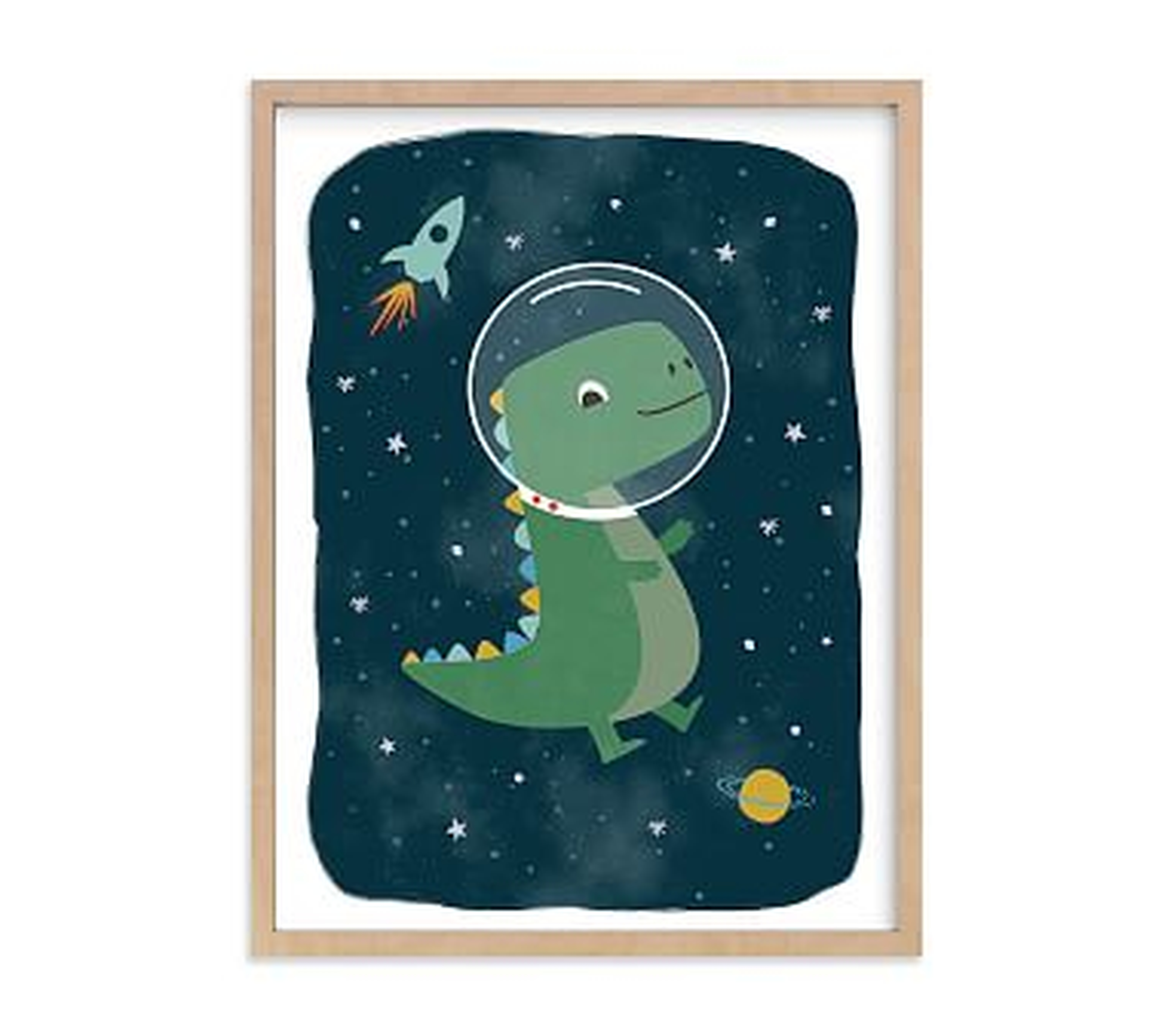 Minted(R) Dinos in Space Wall Art by Annie Holmquist; 18x24, Natural - Pottery Barn Kids