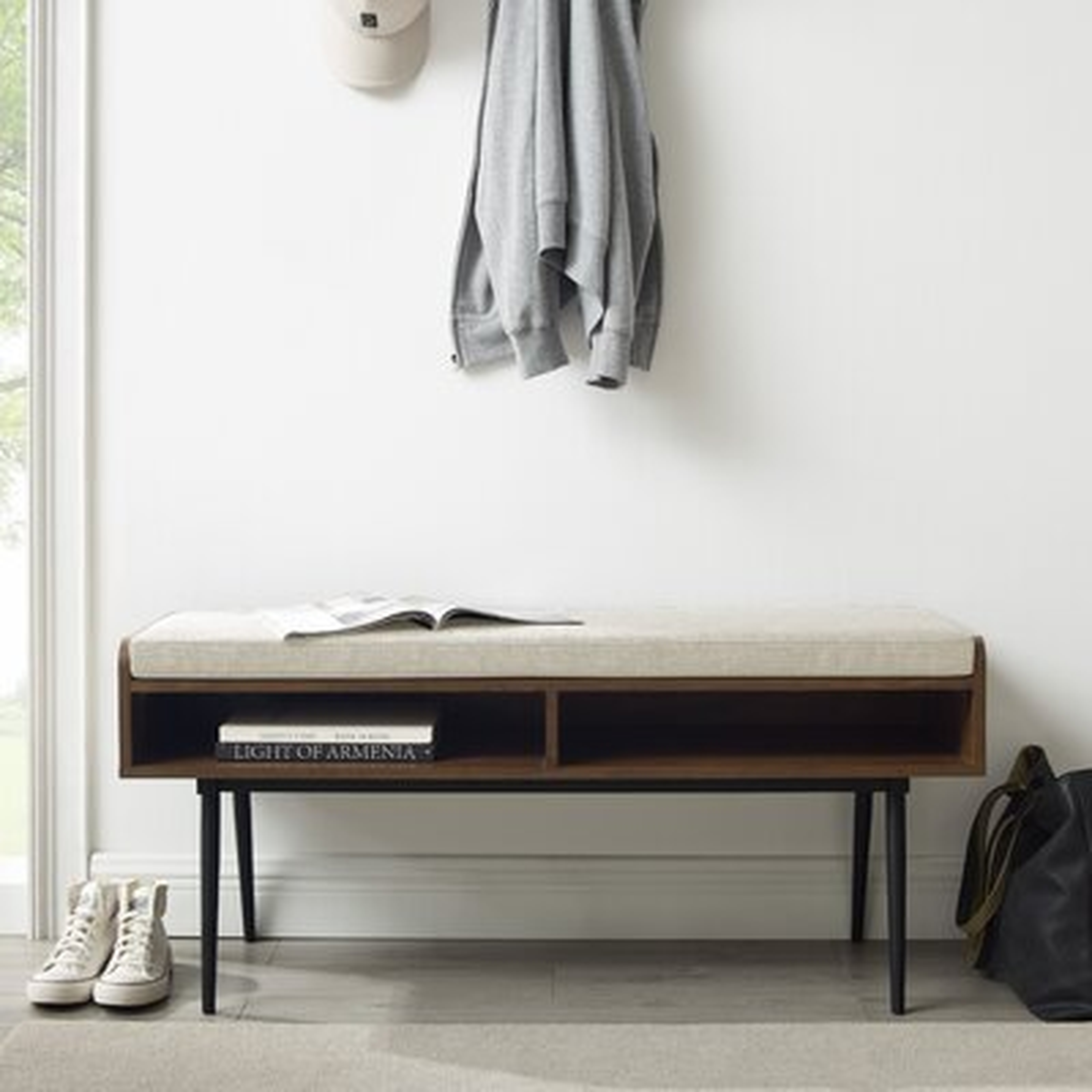 Diaz 44" Modern Bench With Front Storage And Cushion - Wayfair