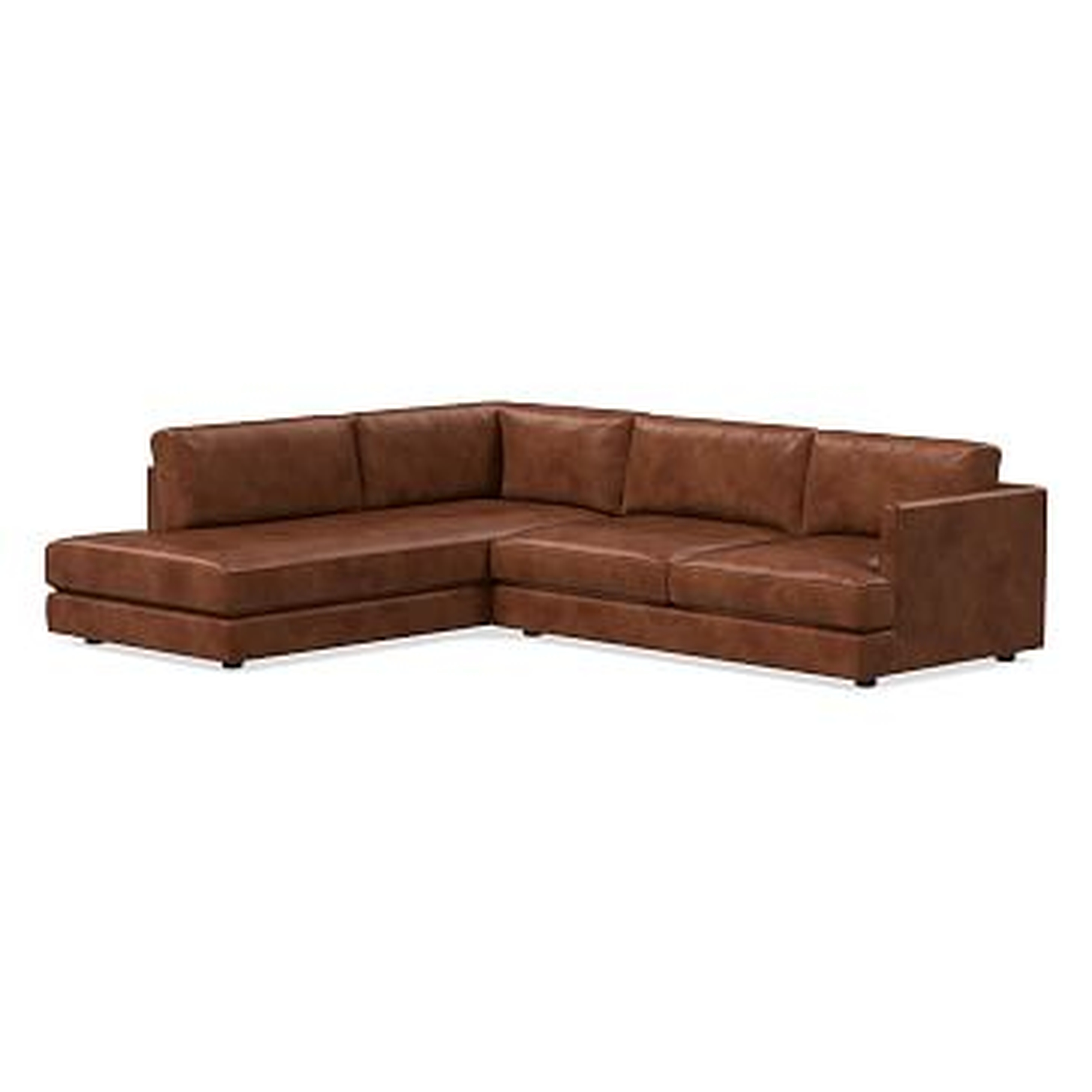 Haven Sectional Set 02: Right Arm Sofa, Left Arm Terminal Chaise, Poly, Weston Leather, Molasses - West Elm