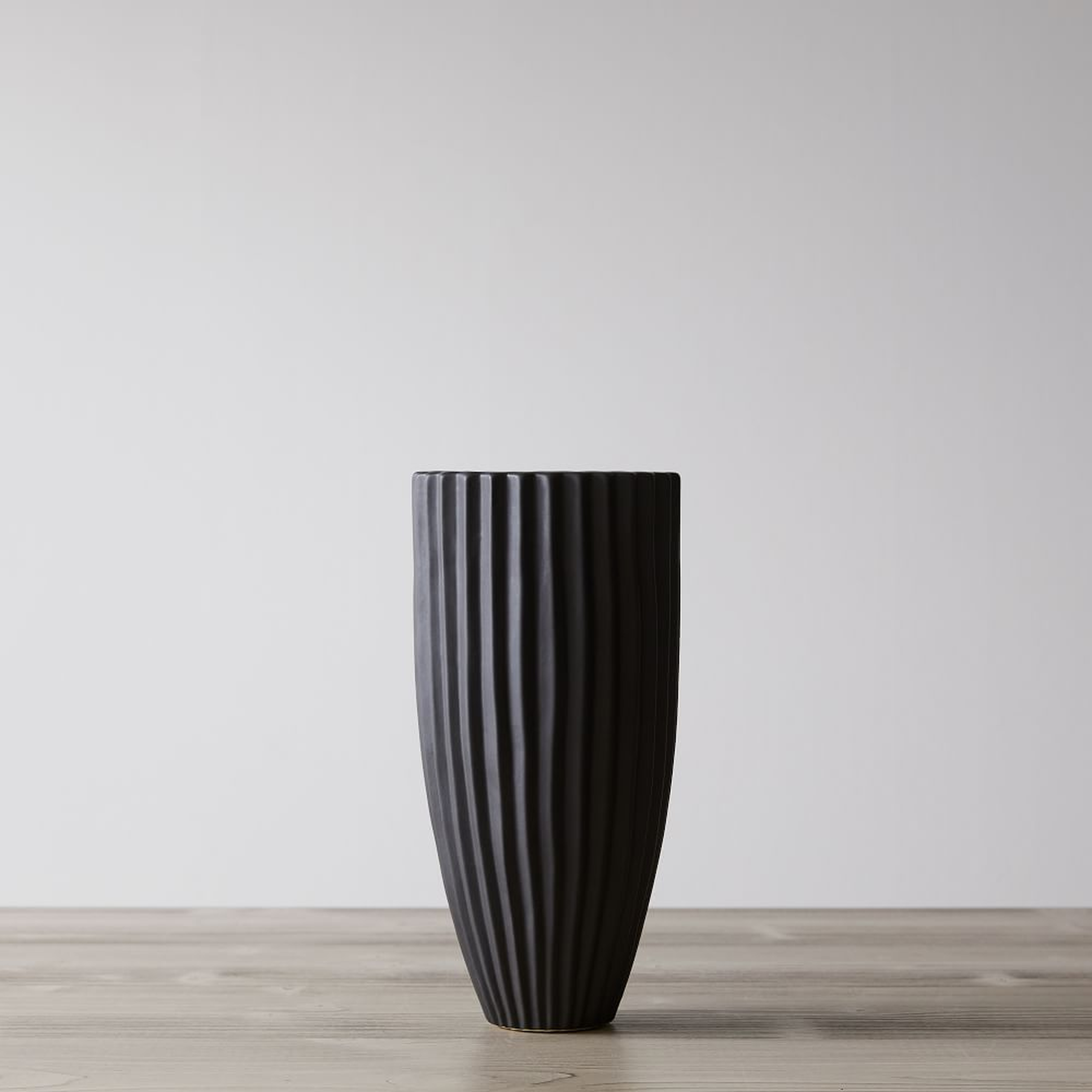 Sanibel Wide Tall Vase, Black - West Elm