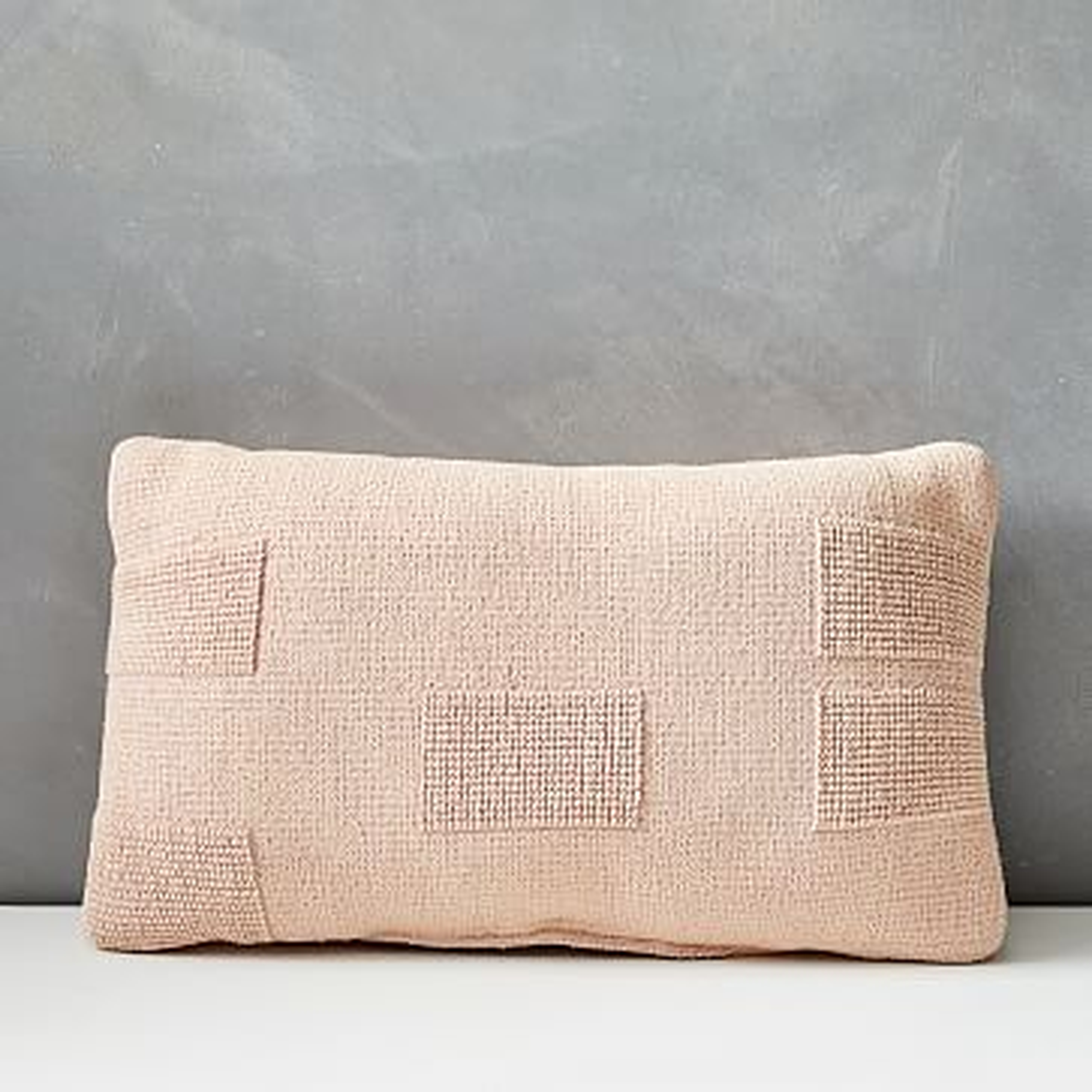 Outdoor Tufted Pillow, 12"x21", Pink Stone - West Elm