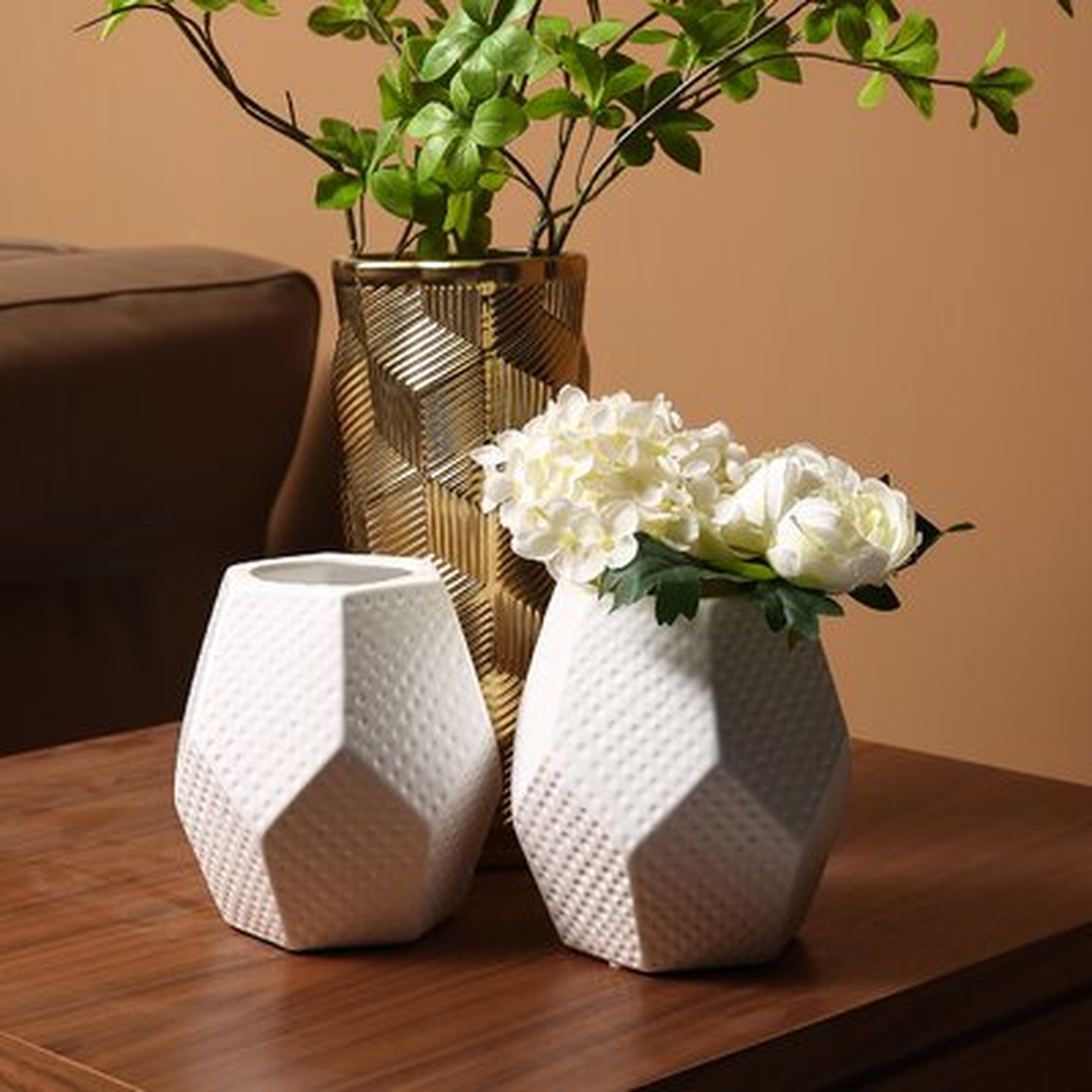 2 Piece White Ceramic Table Vase Set - Wayfair