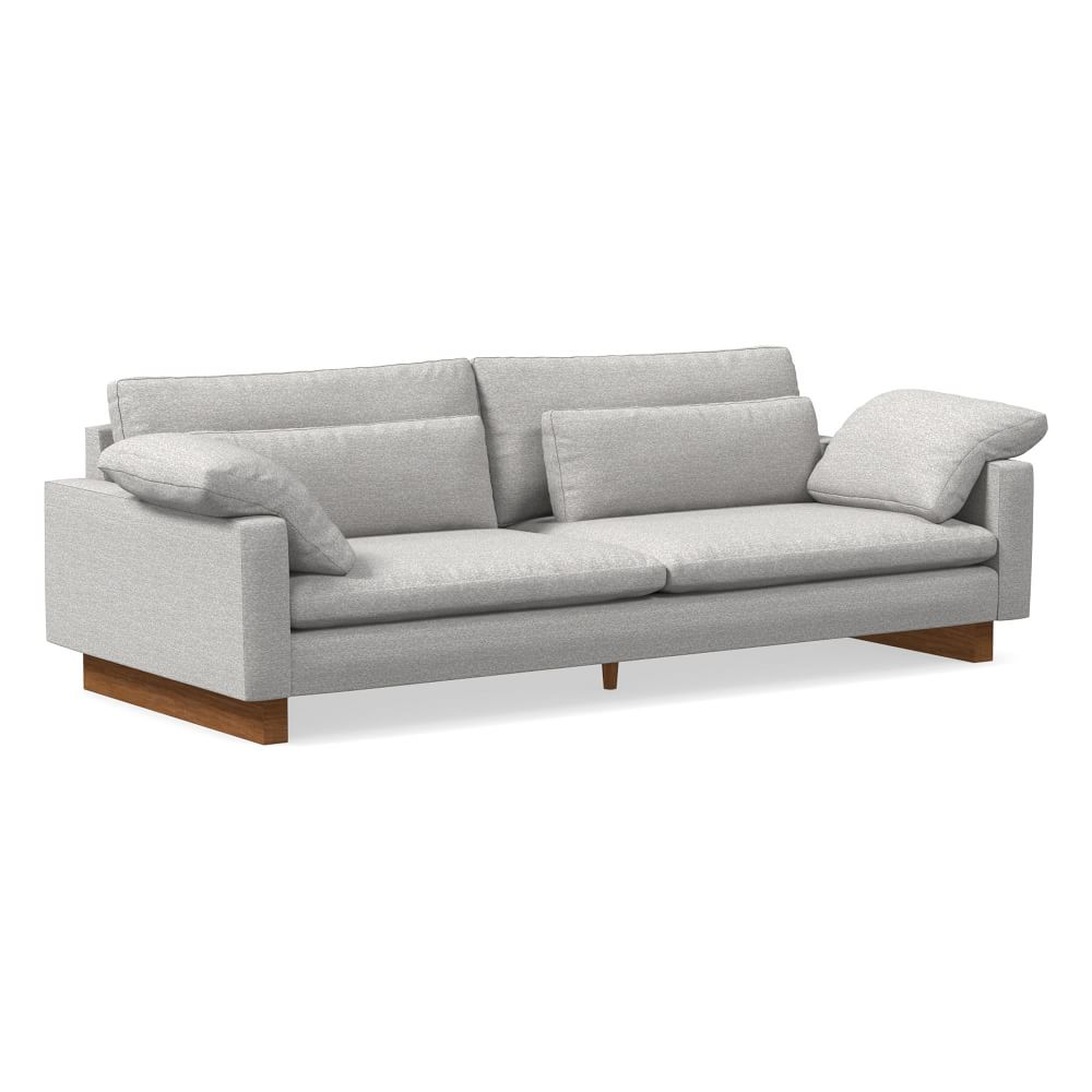Harmony 104" Multi-Seat Sofa, Standard Depth, Chunky Boucle, Frost Gray, Dark Walnut - West Elm