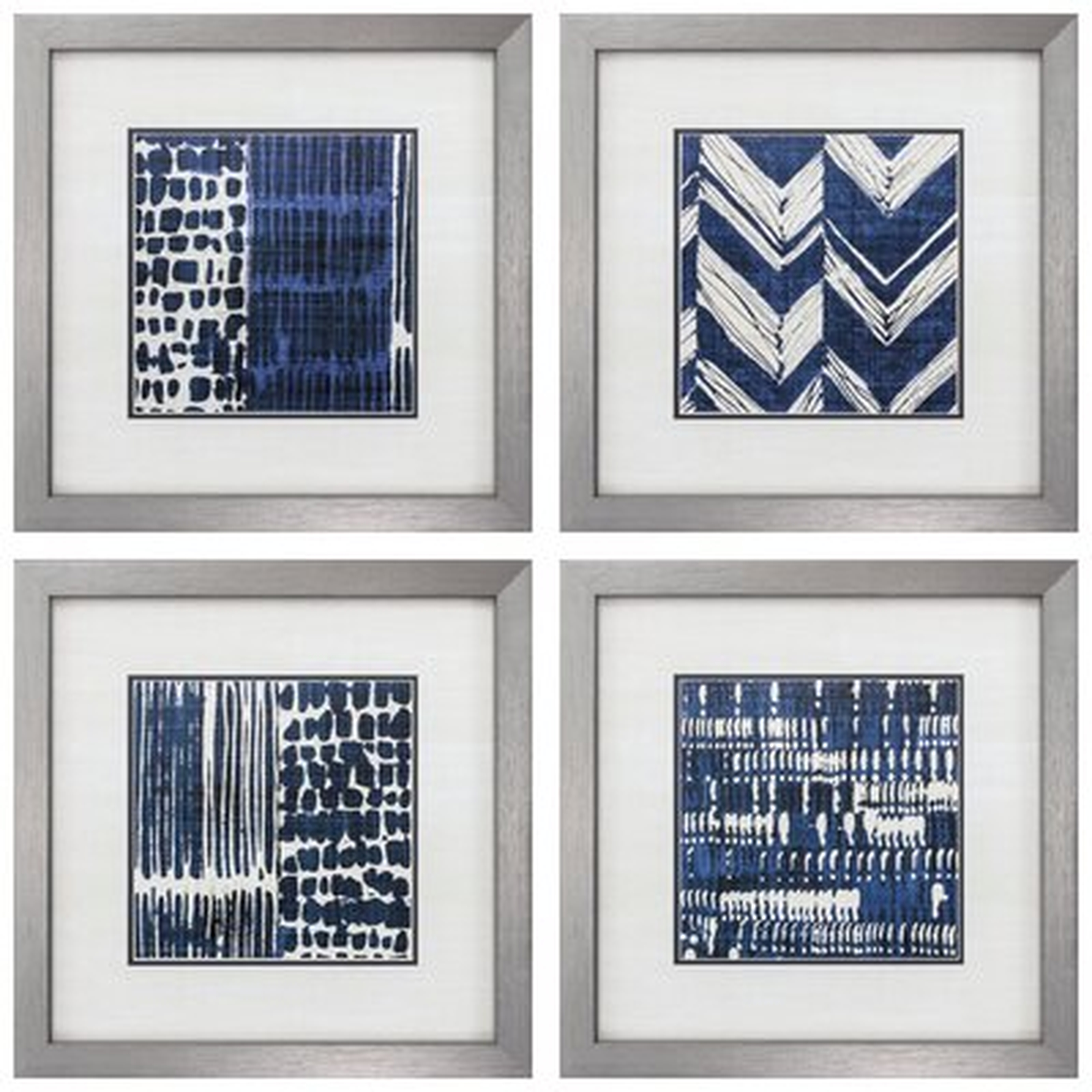 Indigo Batik - 4 Piece Frame Graphic Art Set on Paper - Wayfair