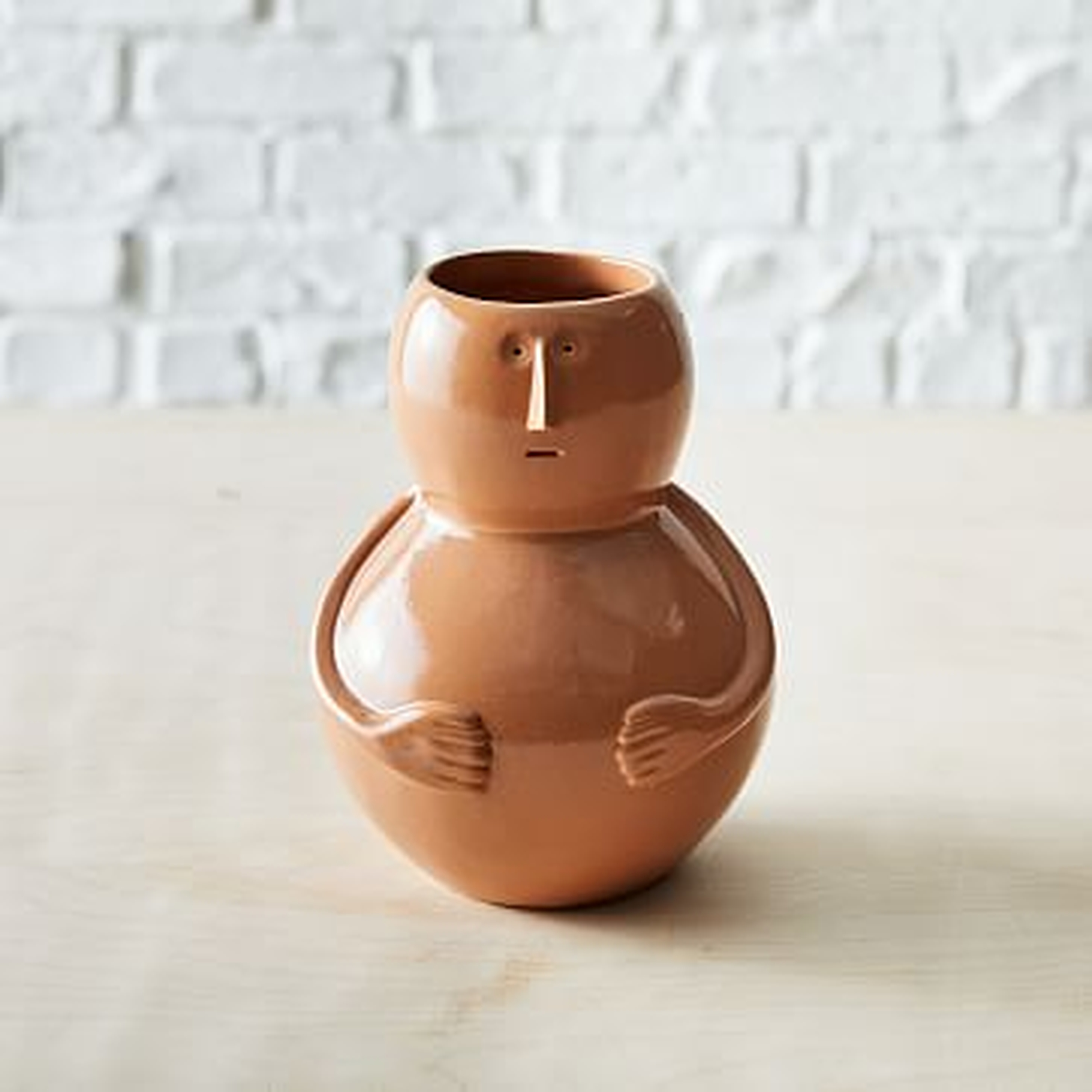 Claymen Vase, Man, Yellow, Stoneware, One Size - West Elm
