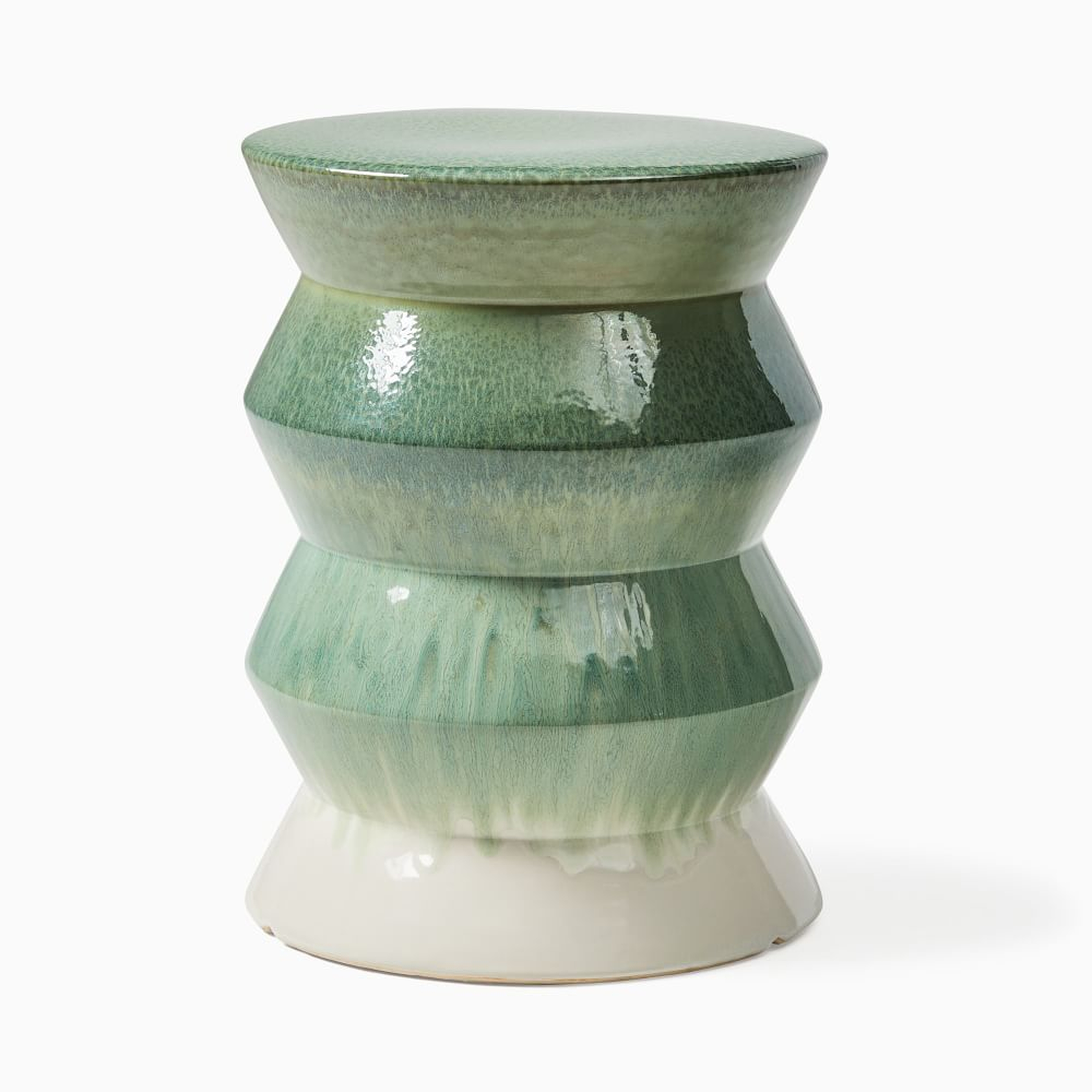 Cami Ceramic Outdoor 13 in Round Side Table, Sage - West Elm