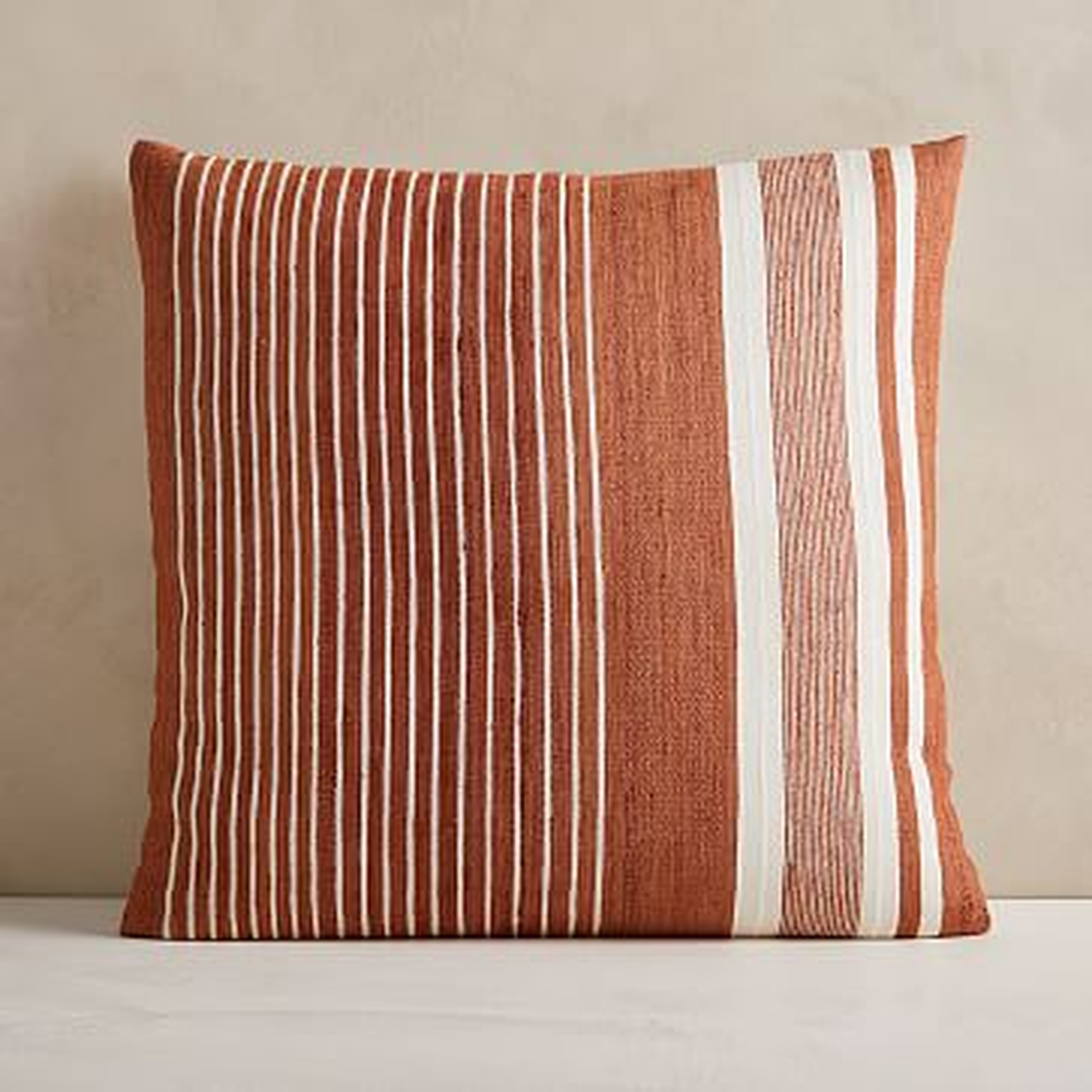 Silk Variegated Stripe Pillow Cover, 24"x24", Copper - West Elm