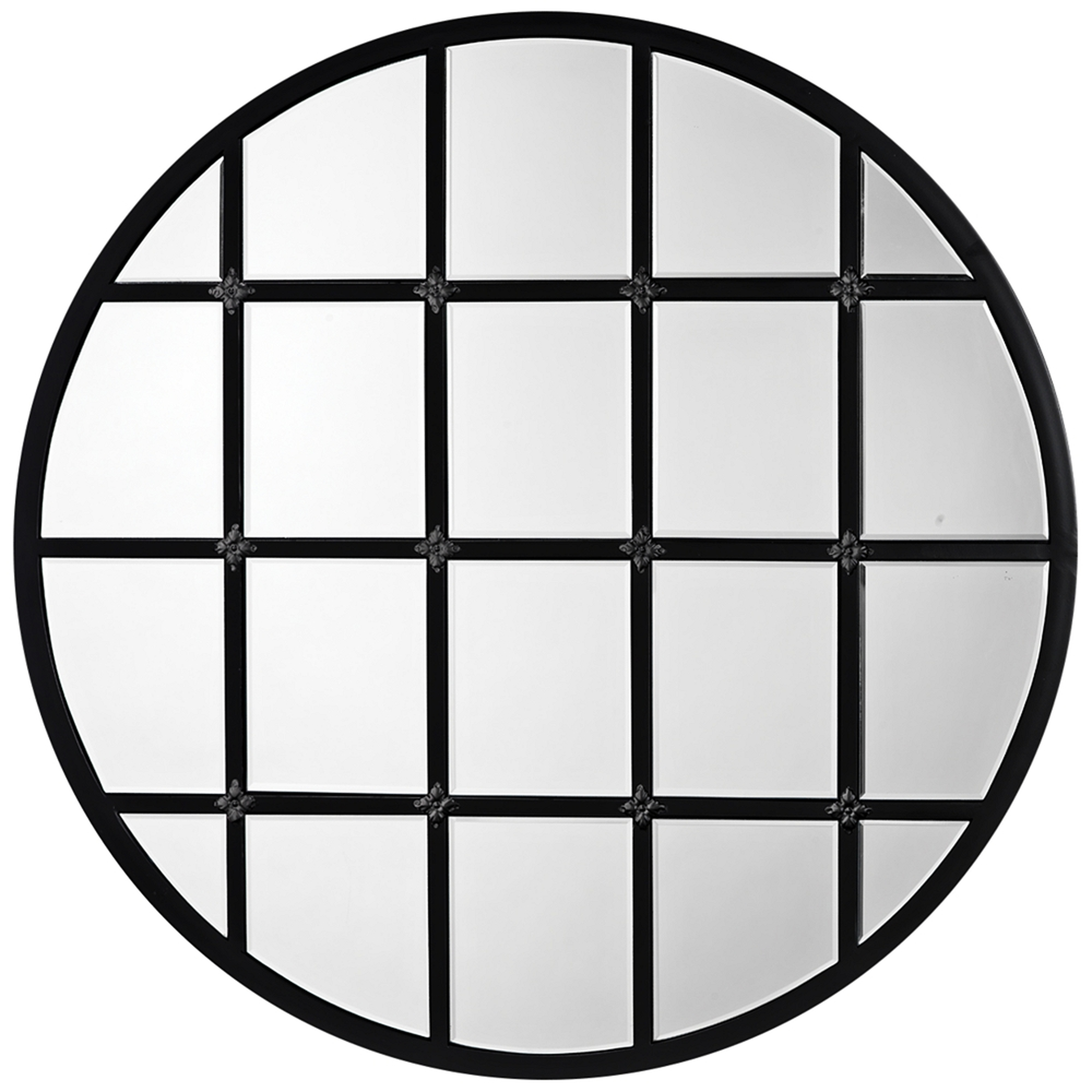 Jamie Young Matte Black 36" Round Grid Wall Mirror - Style # 77E28 - Lamps Plus