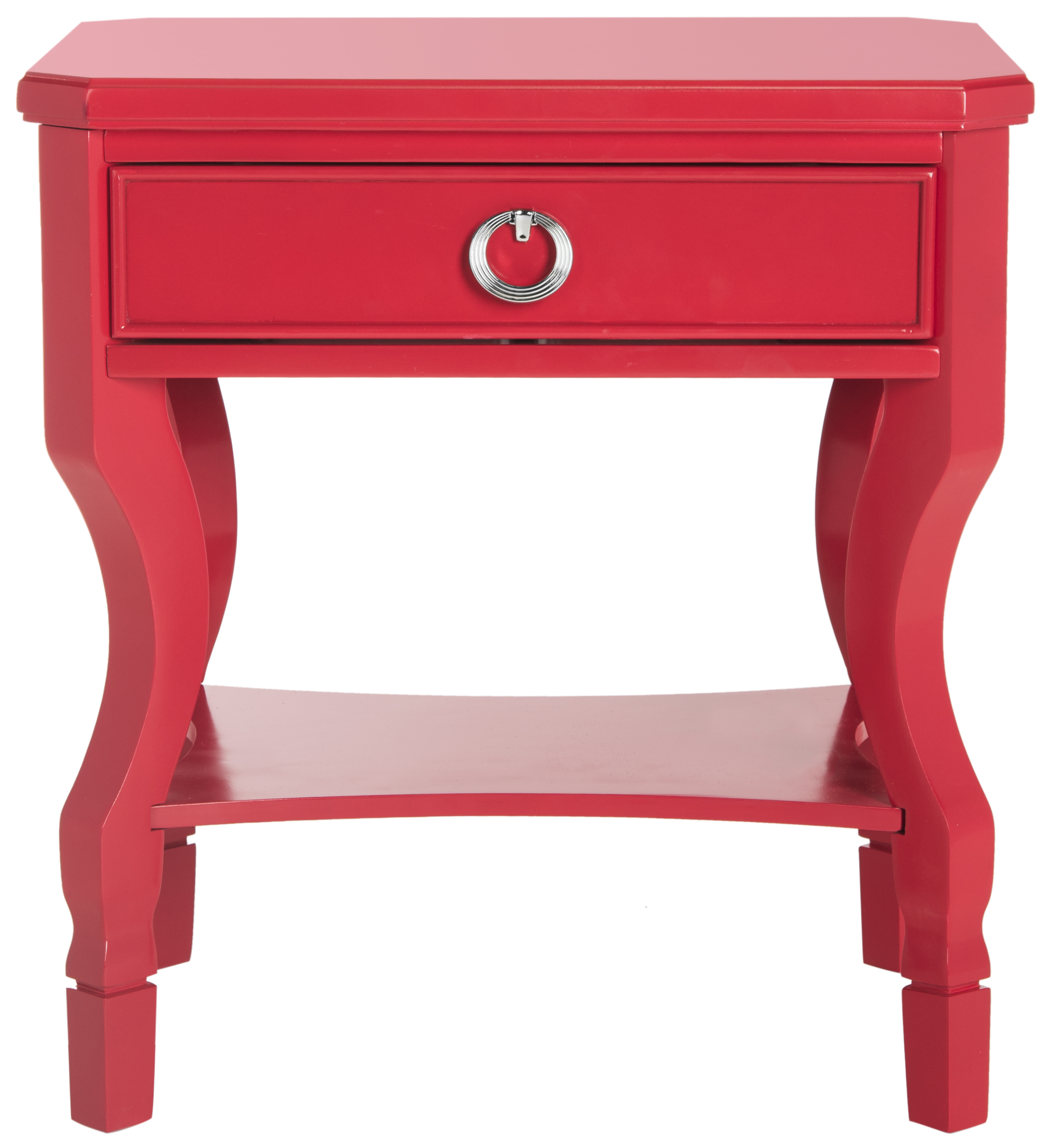 Alaia One Drawer Nightstand - Red - Safavieh - Safavieh