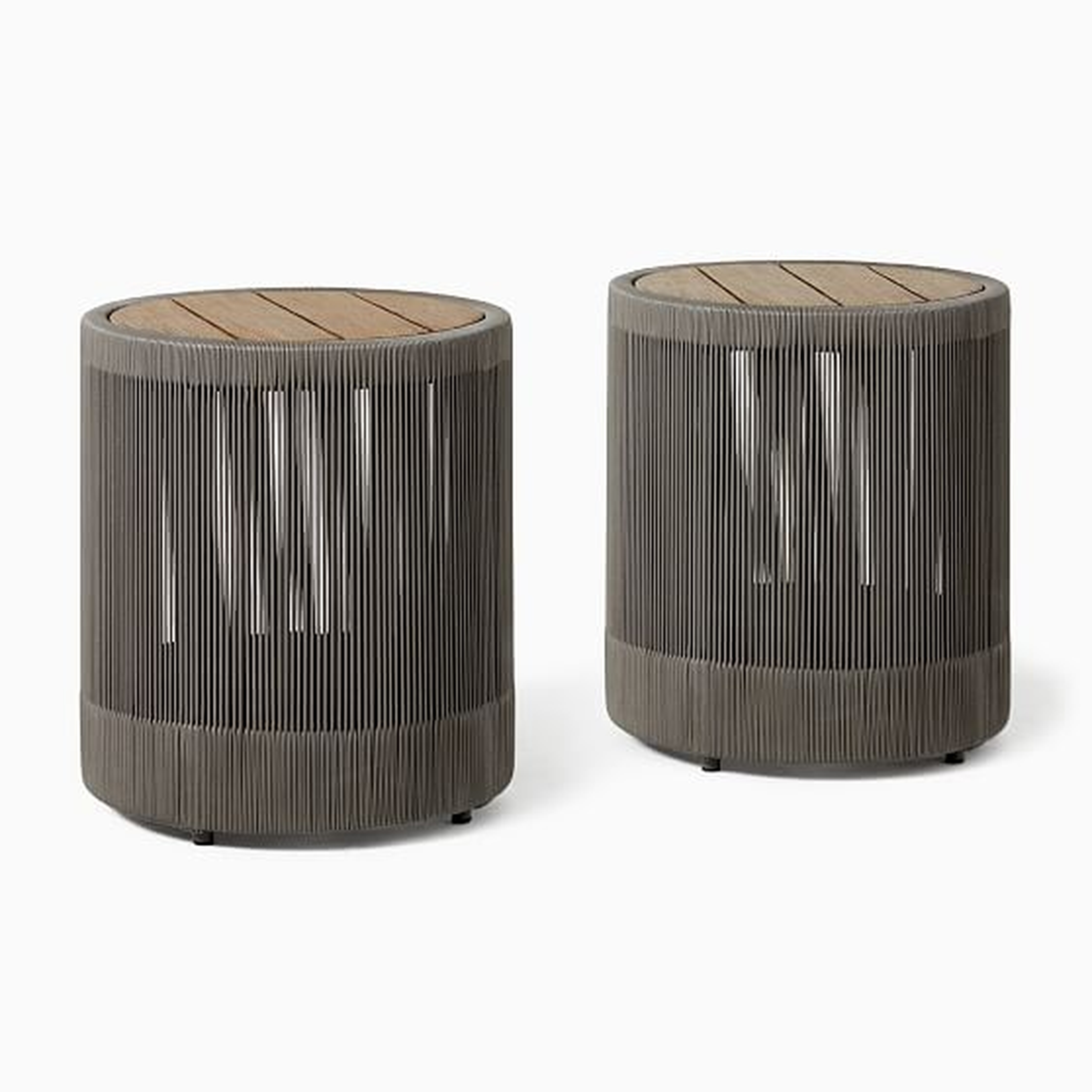 Porto Outdoor 17 in Set of 2, Round Side Table, Driftwood - West Elm