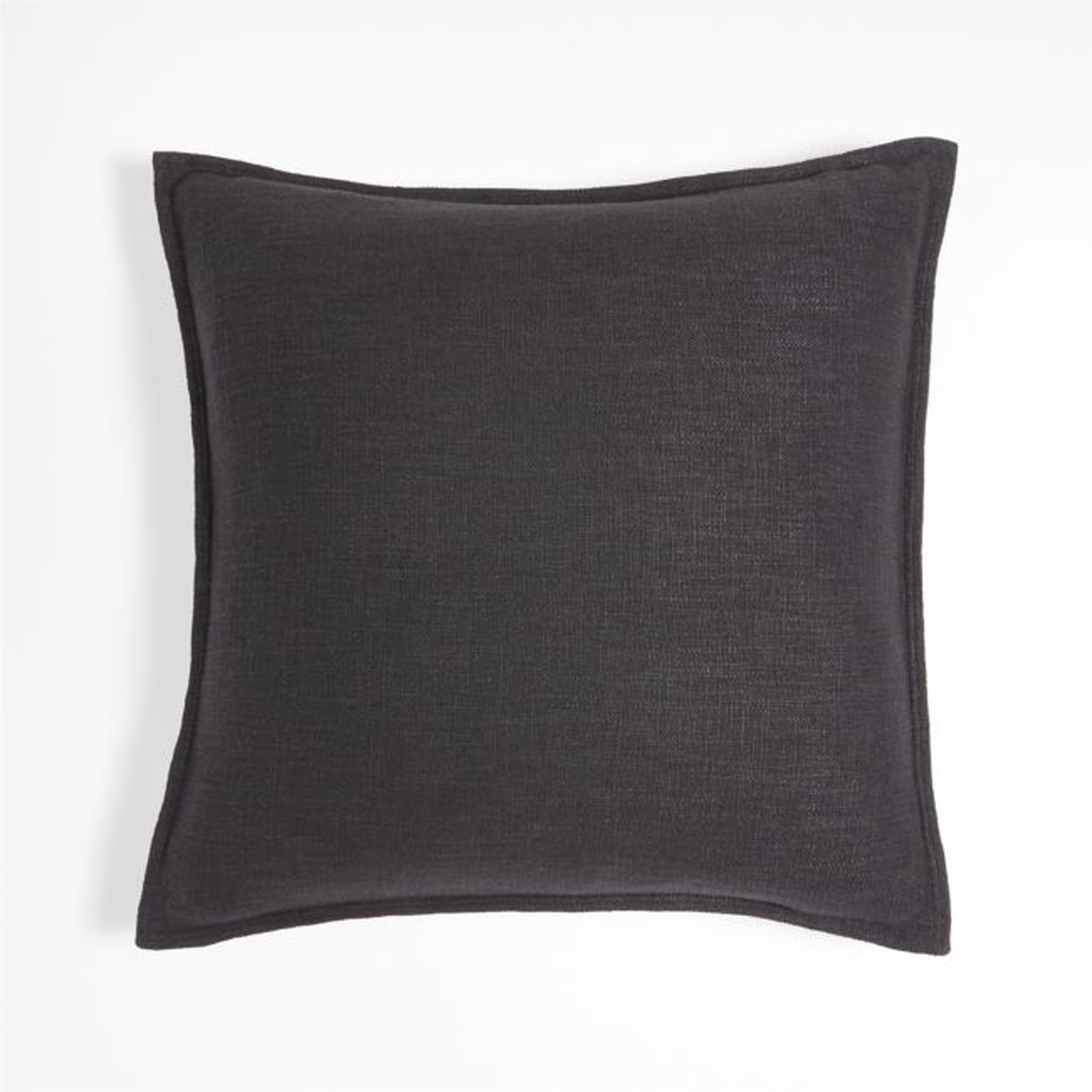 Ink Black 20'' Laundered Linen Down-Alternative Pillow - Crate and Barrel