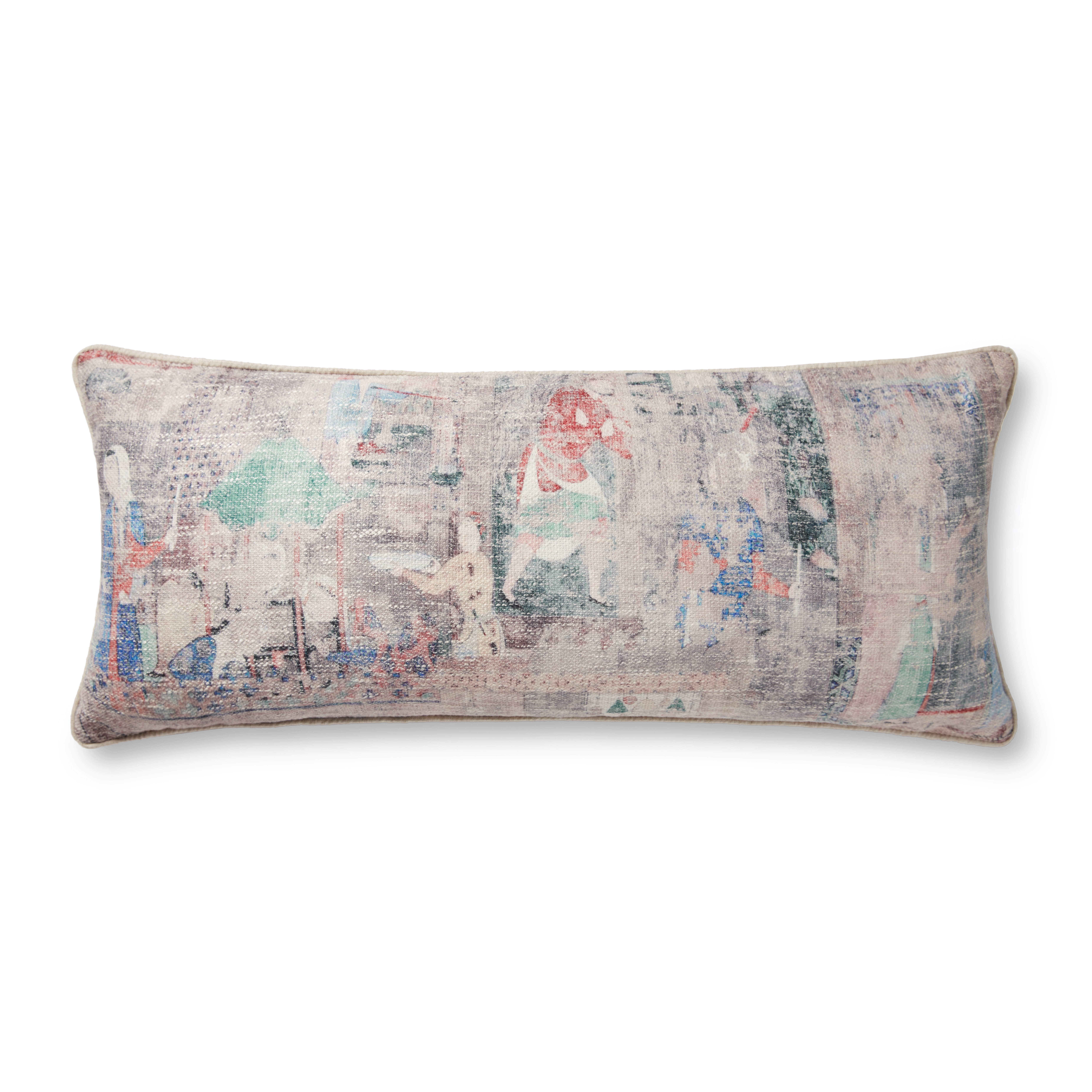 Loloi Pillows PLL0009 Taupe / Multi 13" x 35" Cover w/Poly - Loloi Rugs