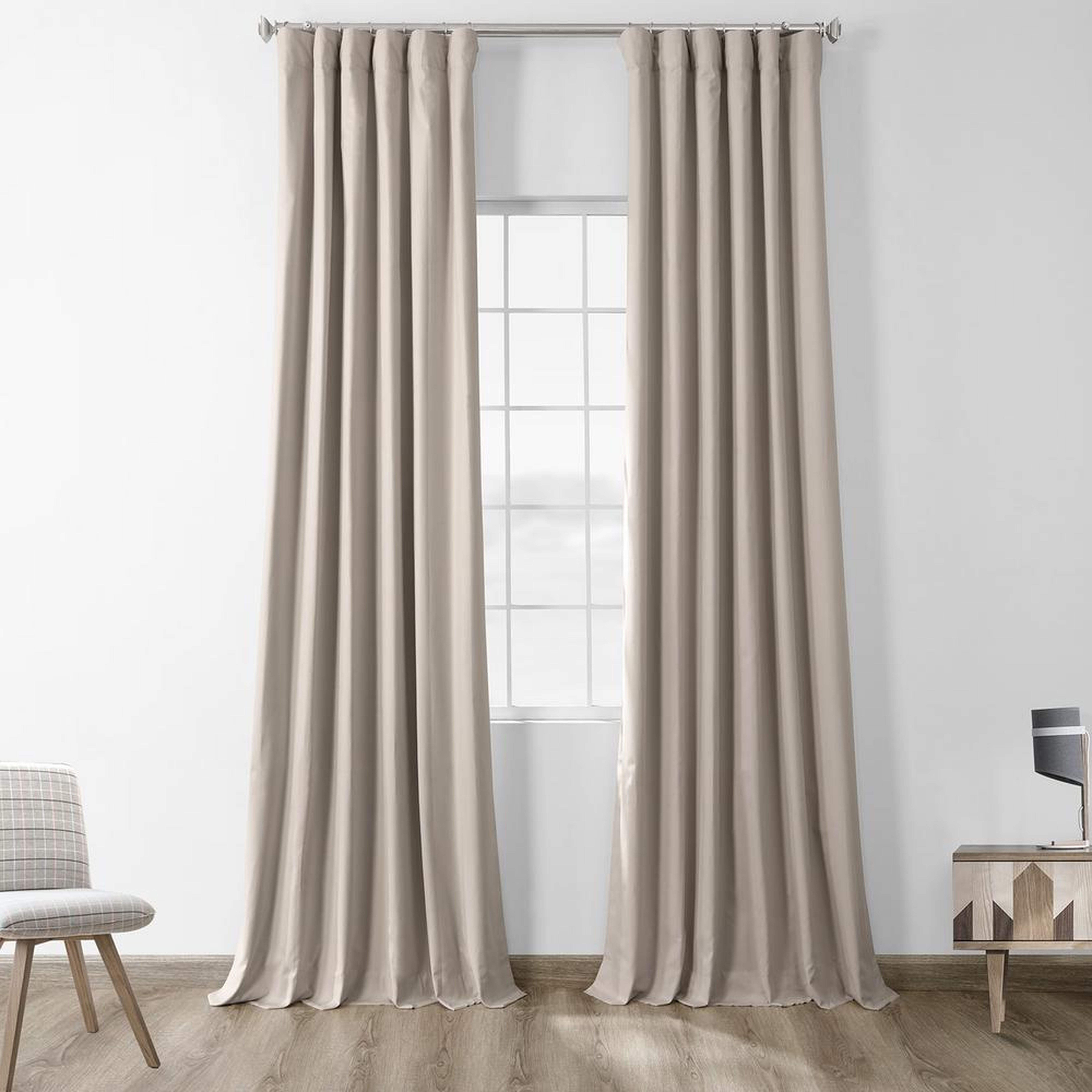 Exclusive Fabrics & Furnishings Hazelwood Beige Solid Cotton Blackout Curtain - 50 in. W x 108 in. L - Home Depot