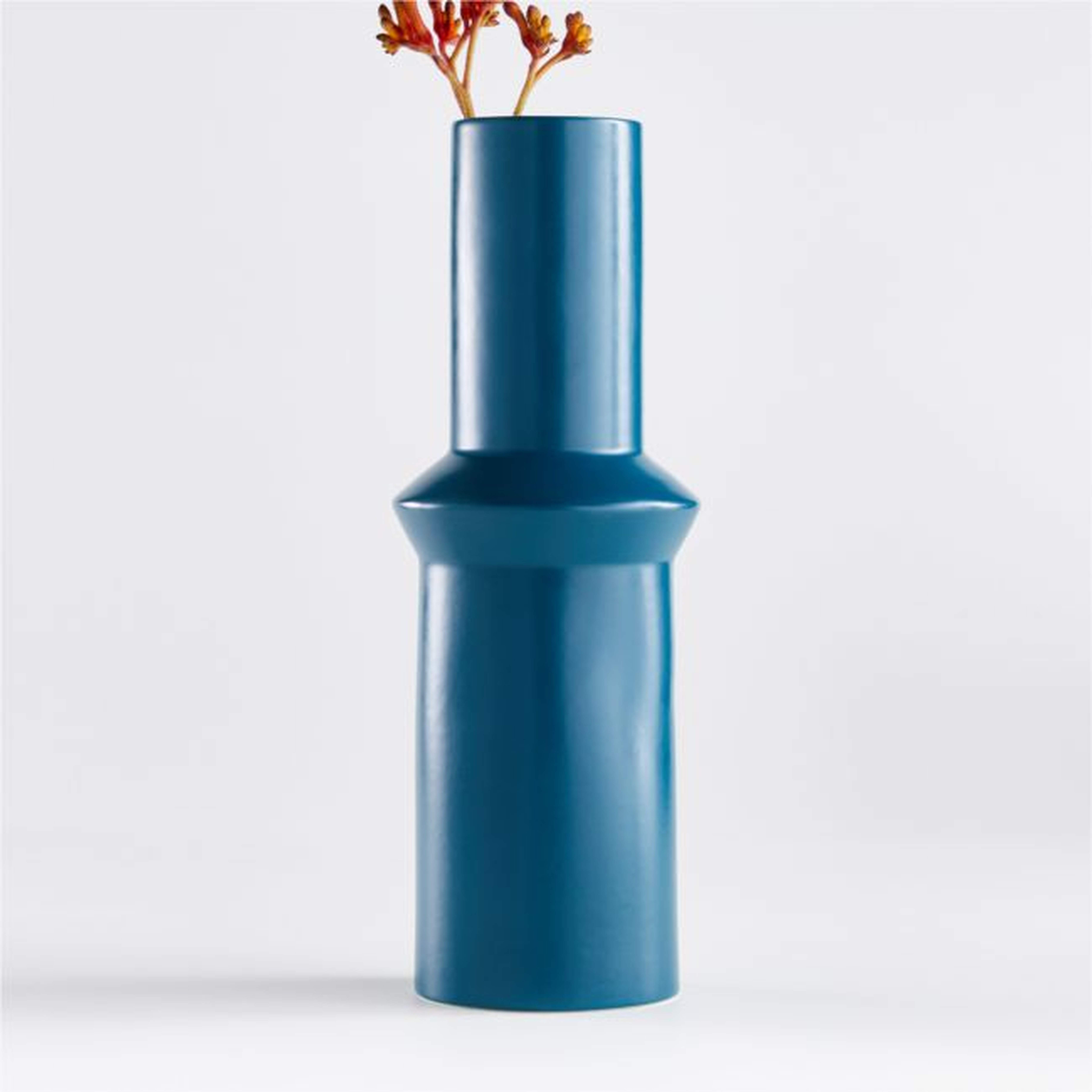 Percy Teal Ceramic Vase - Crate and Barrel