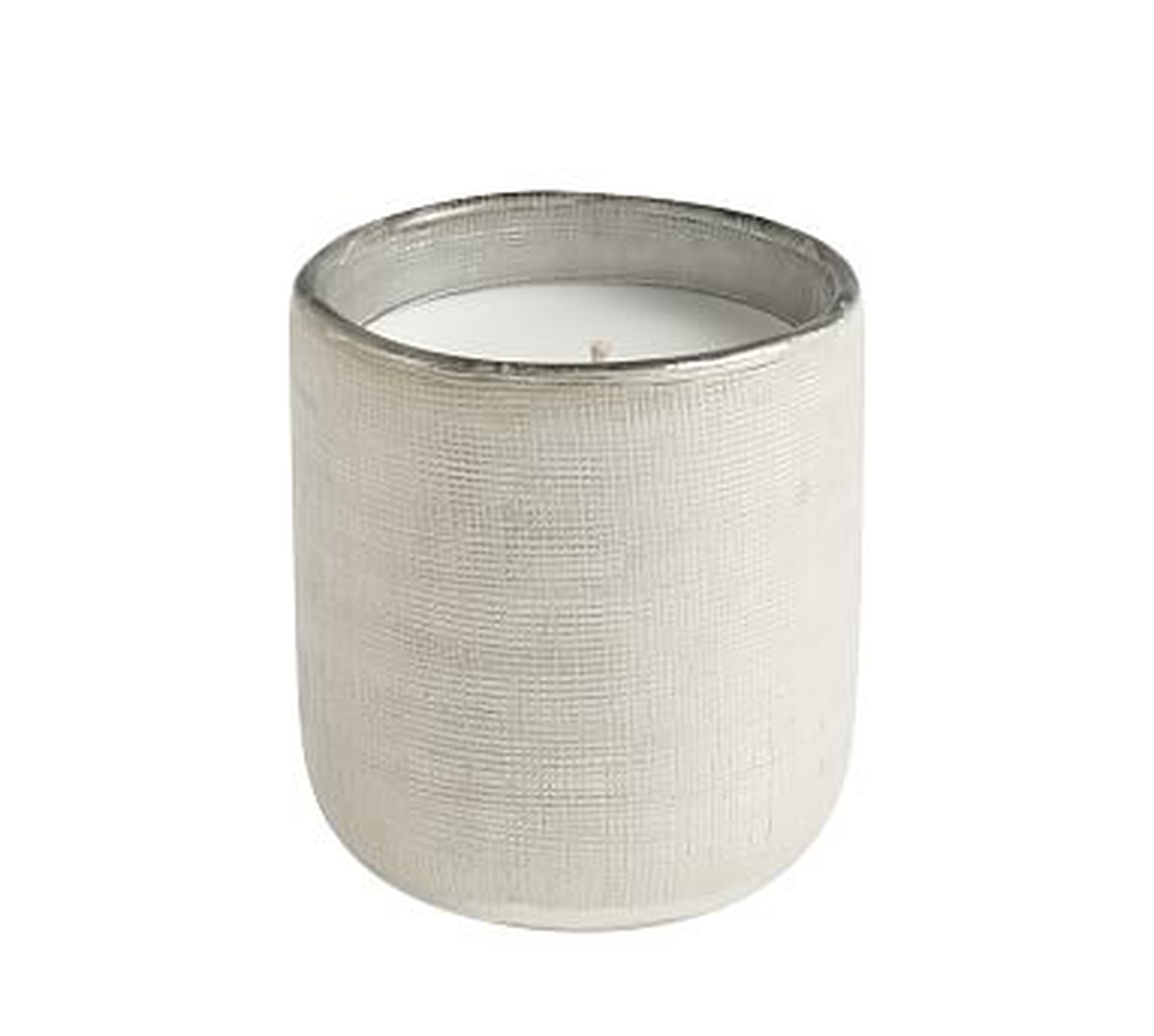 Linen Textured Mercury Glass Scented Candle, Silver, Small, Tuscan Lily - Pottery Barn