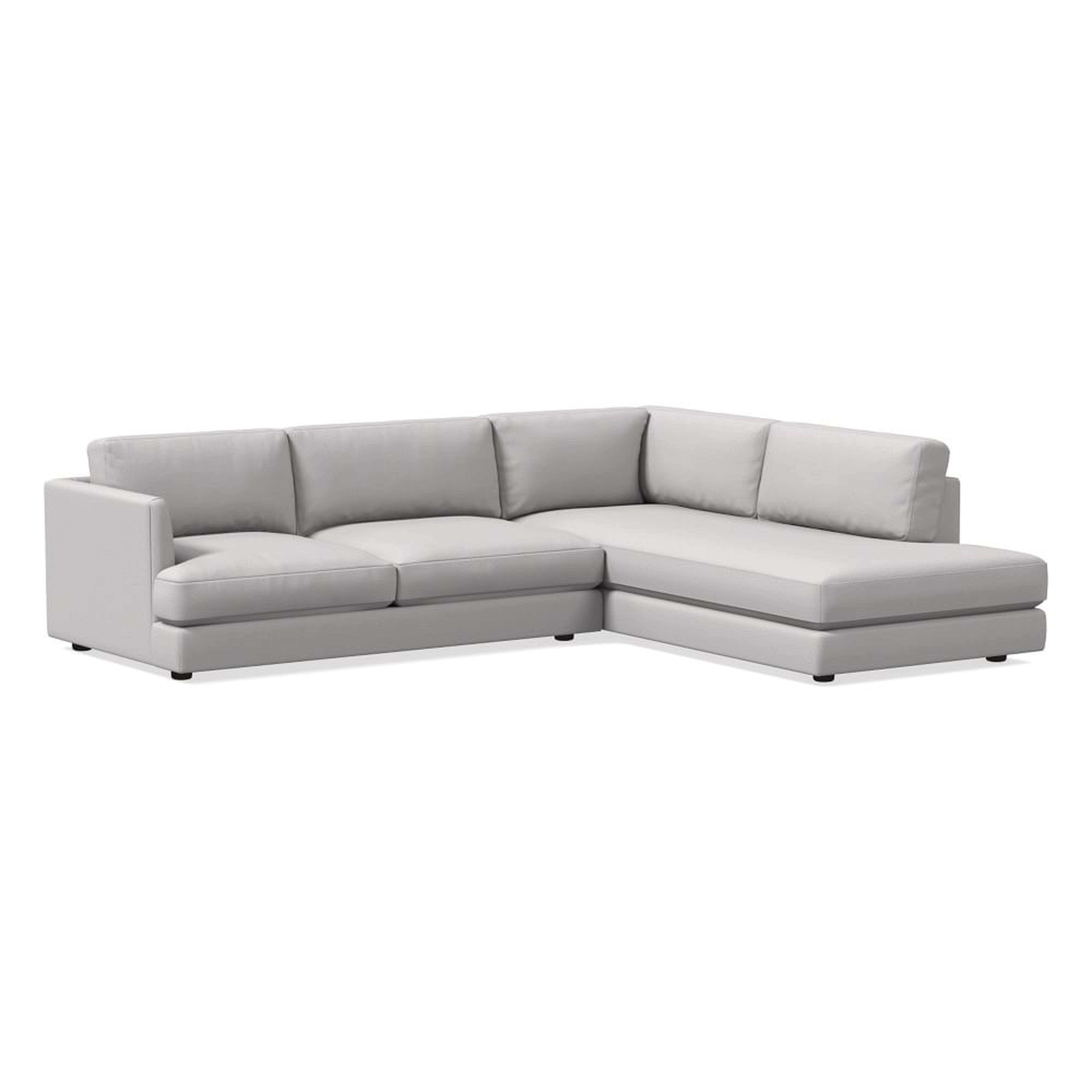 Haven 106" Right Multi Seat 2-Piece Bumper Chaise Sectional, Standard Depth, Performance Chenille Tweed, Frost Gray - West Elm