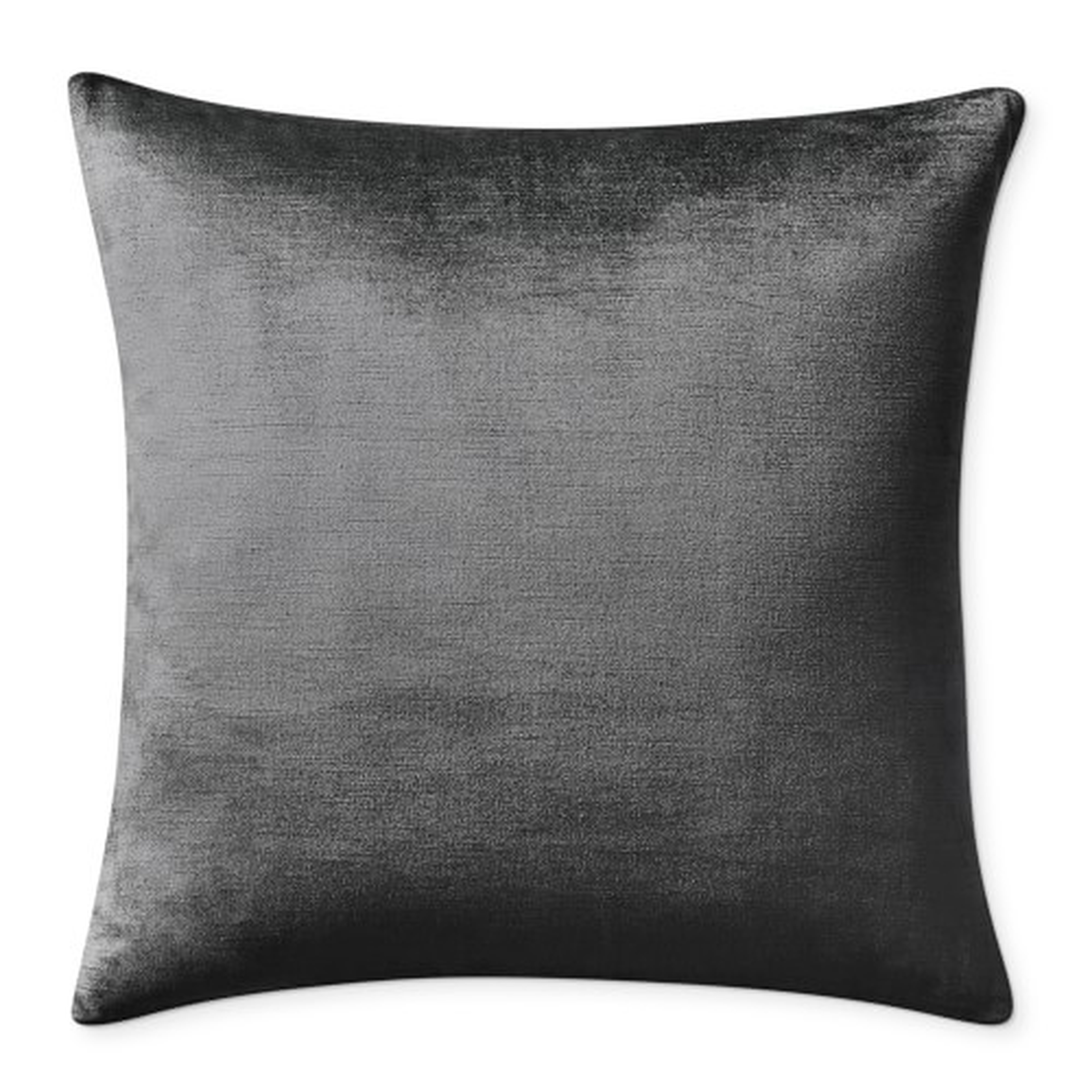 Solid Velvet Pillow Cover, 22" x 22", Charcoal - Williams Sonoma