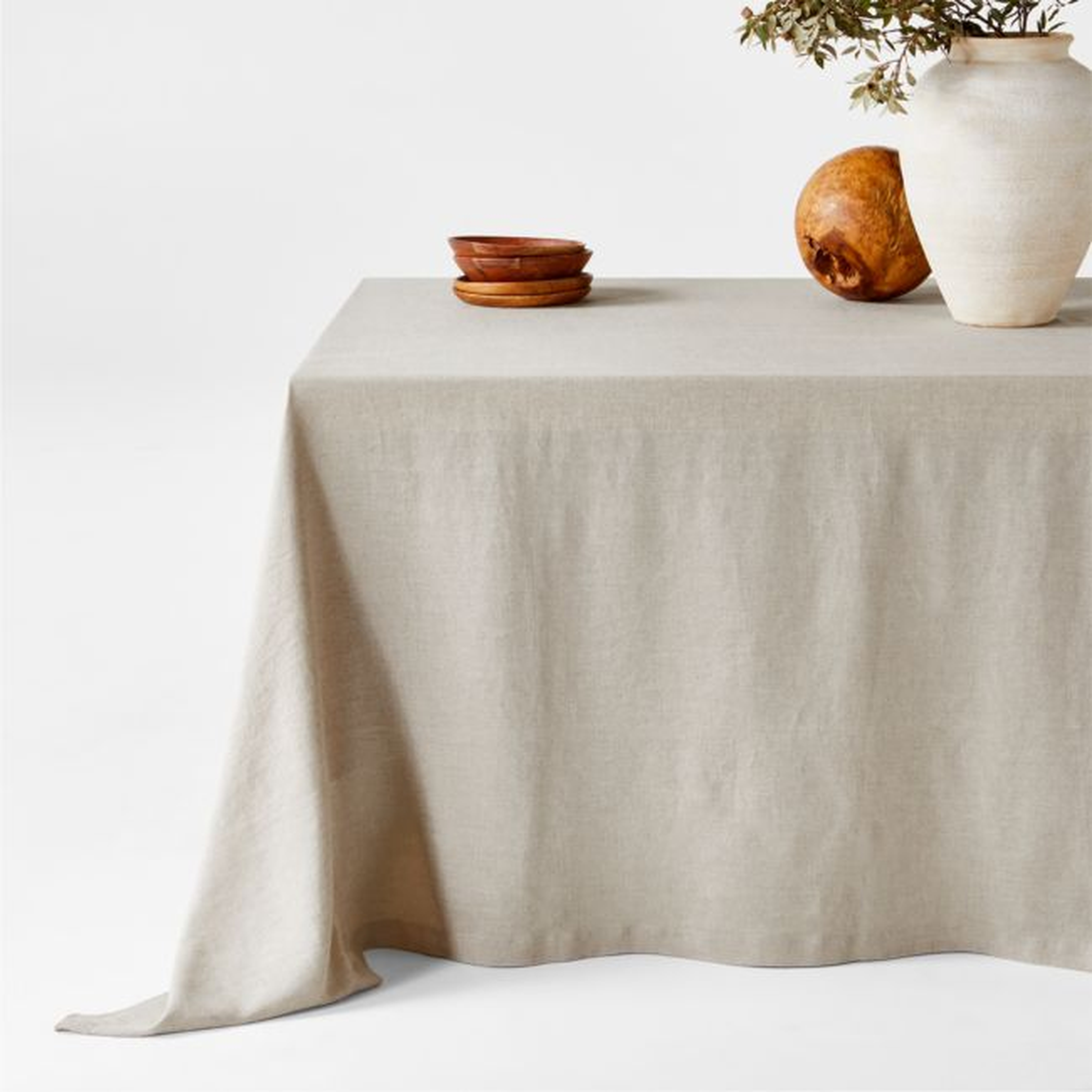 Marin Warm Natural Oversized EUROPEAN FLAX ™-Certified Linen Tablecloth - Crate and Barrel