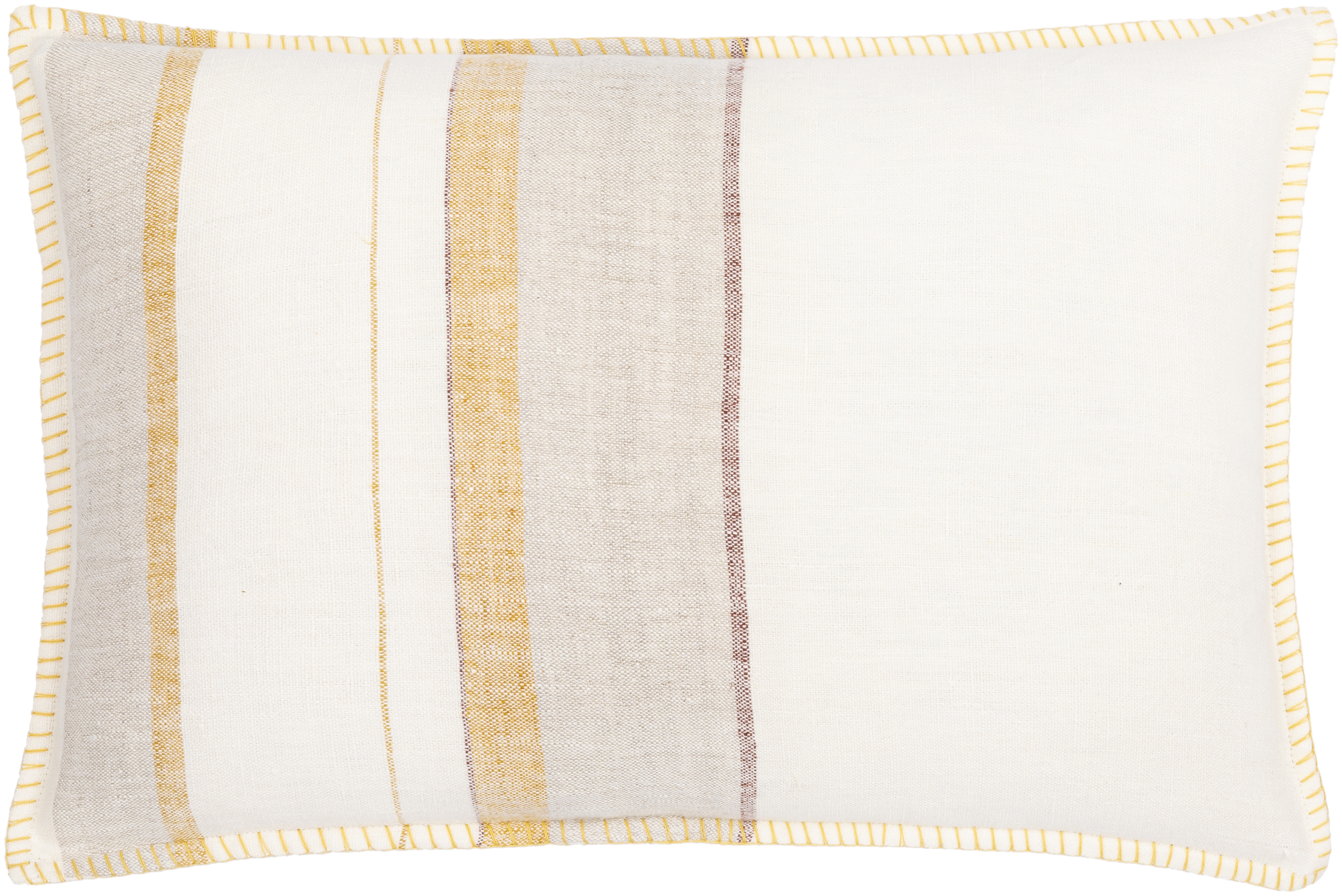 Linen Stripe Embellished Throw Pillow, Small, with poly insert - Surya