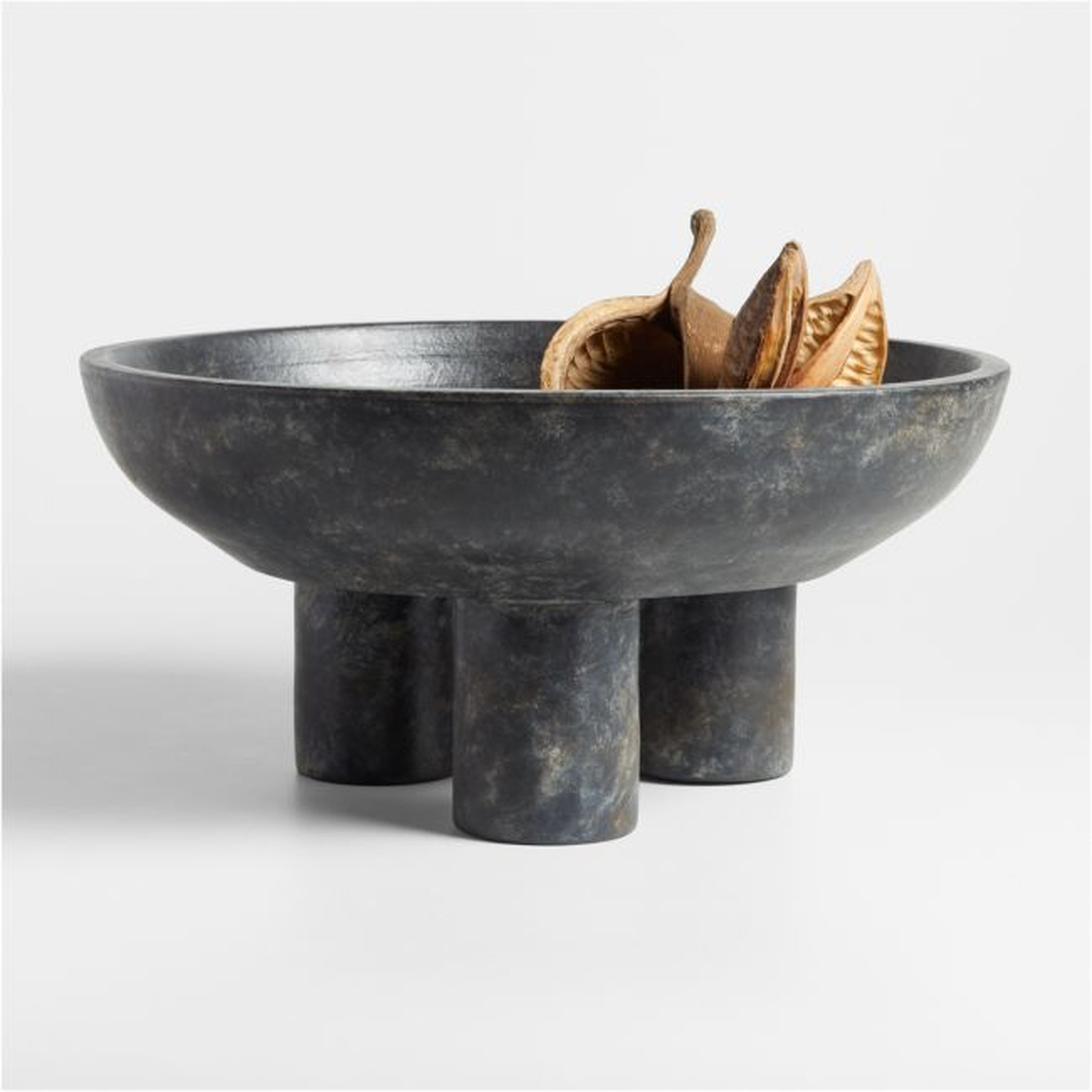 Black Tri-Footed Ceramic Centerpiece Bowl 16" - Crate and Barrel