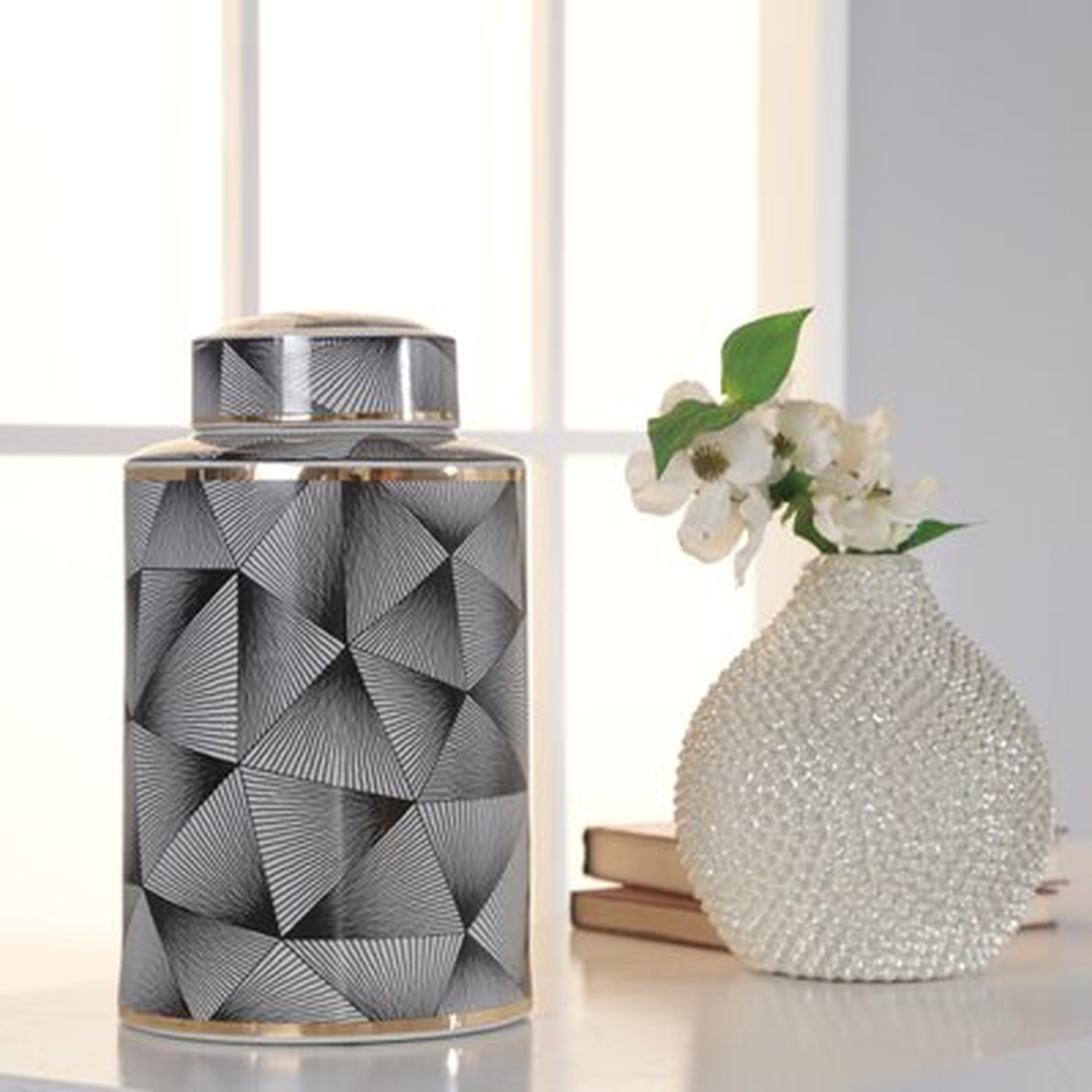 Cecillia Black Indoor / Outdoor Ceramic Jar - Wayfair