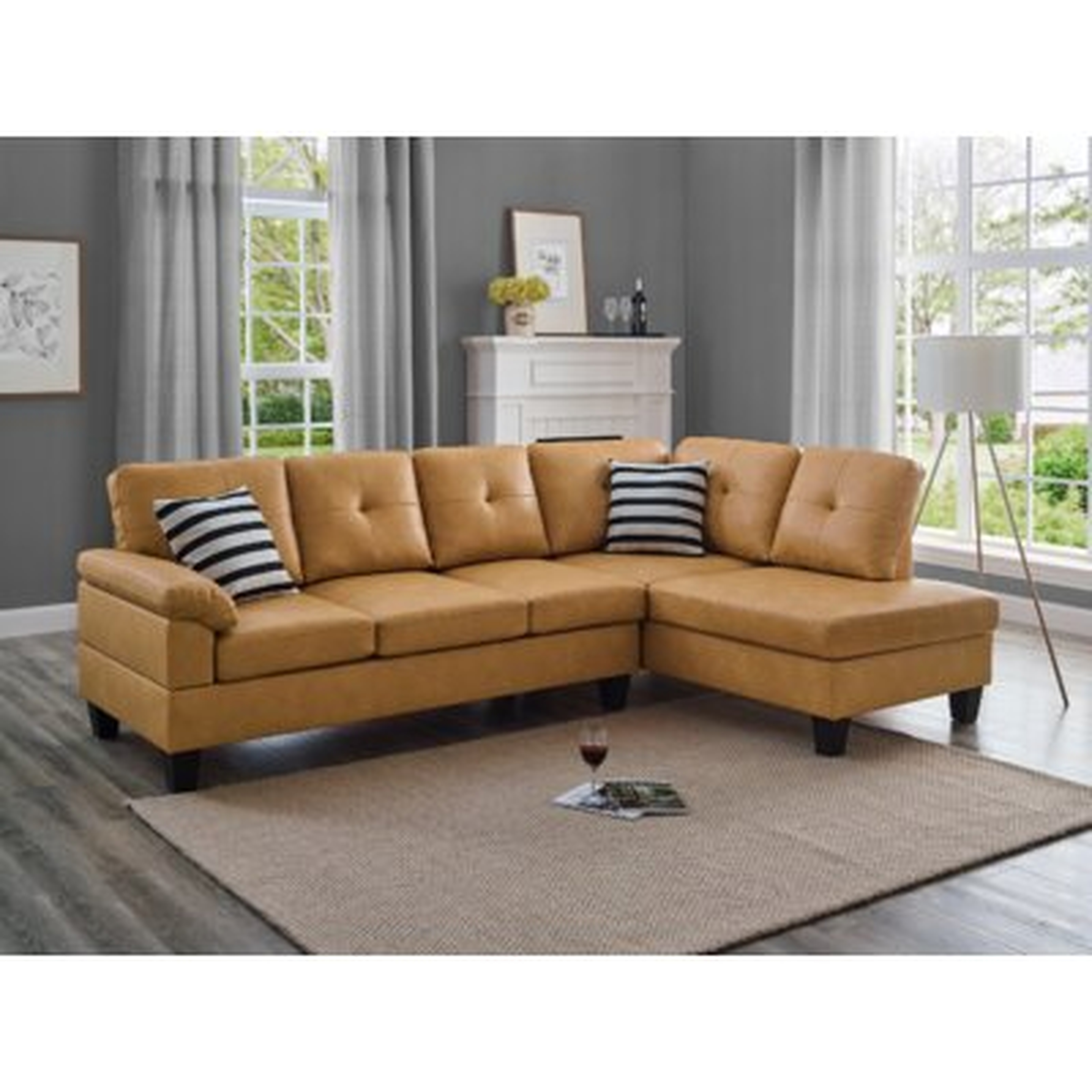 100'' Faux Leather Right Hand Facing Sofa & Chaise - Wayfair