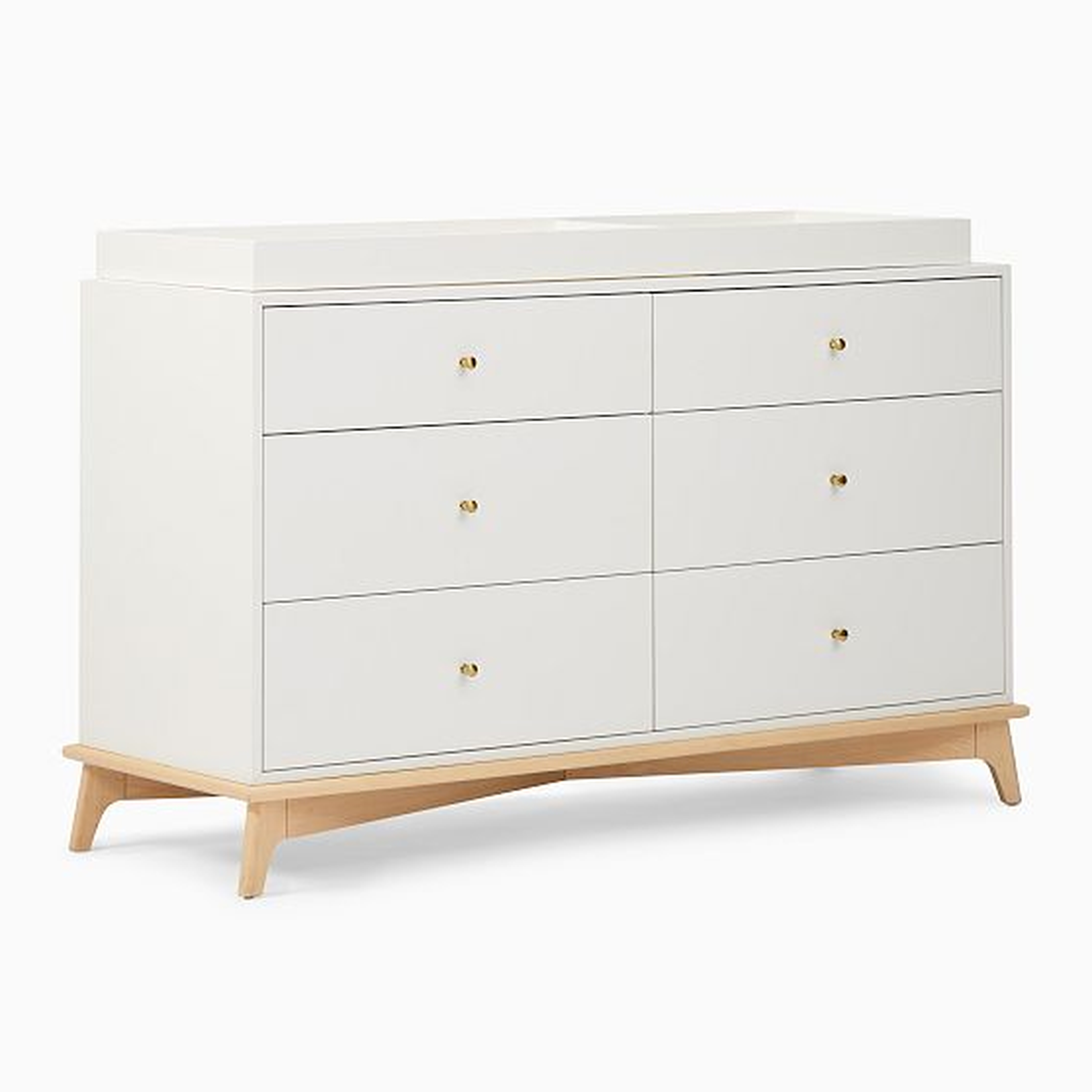 Sydney 6 Drawer Changing Table Pack, Simply White/Natural - West Elm