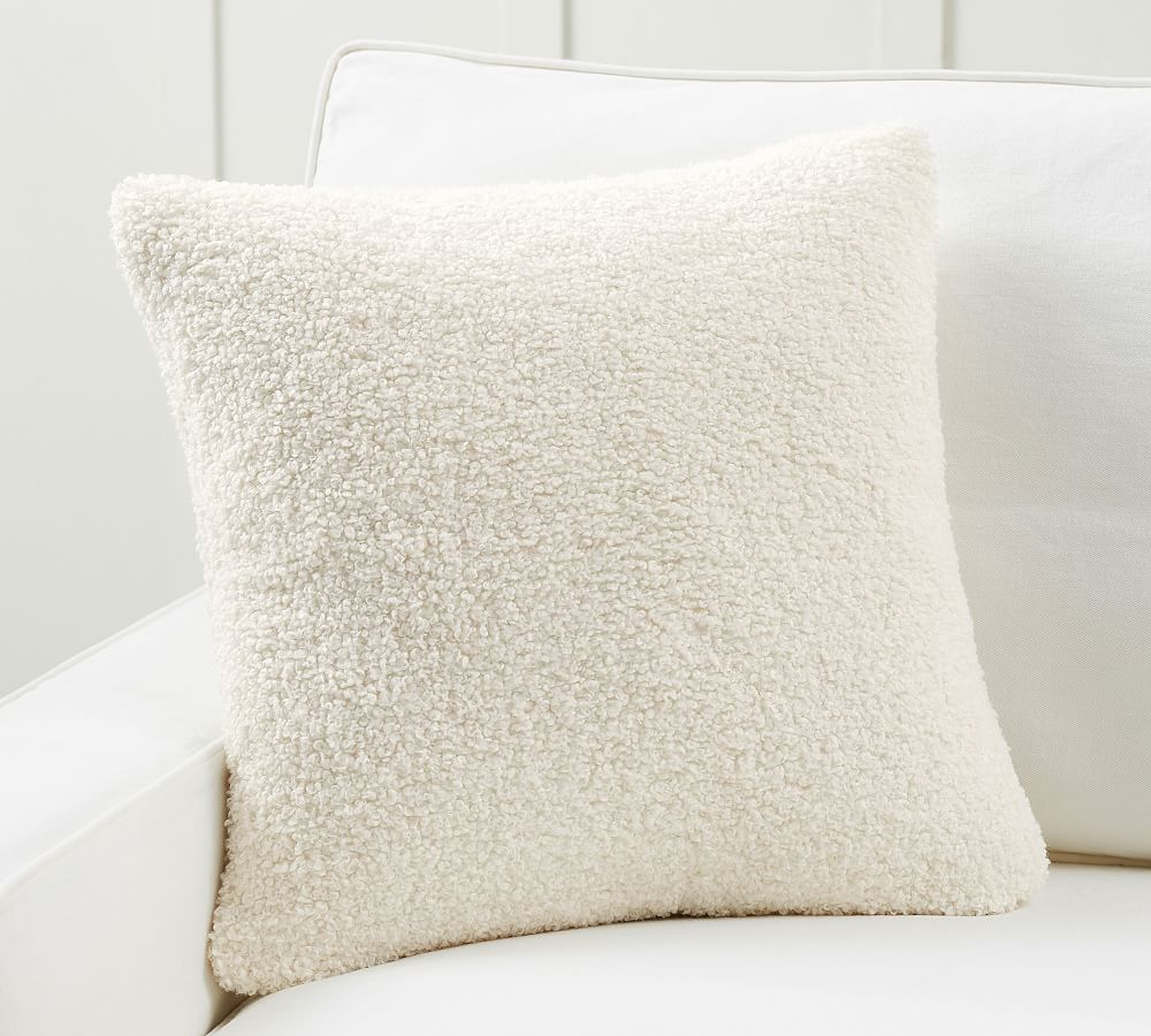 Faux Fur Teddy Pillow Cover, 20", Ivory - Pottery Barn