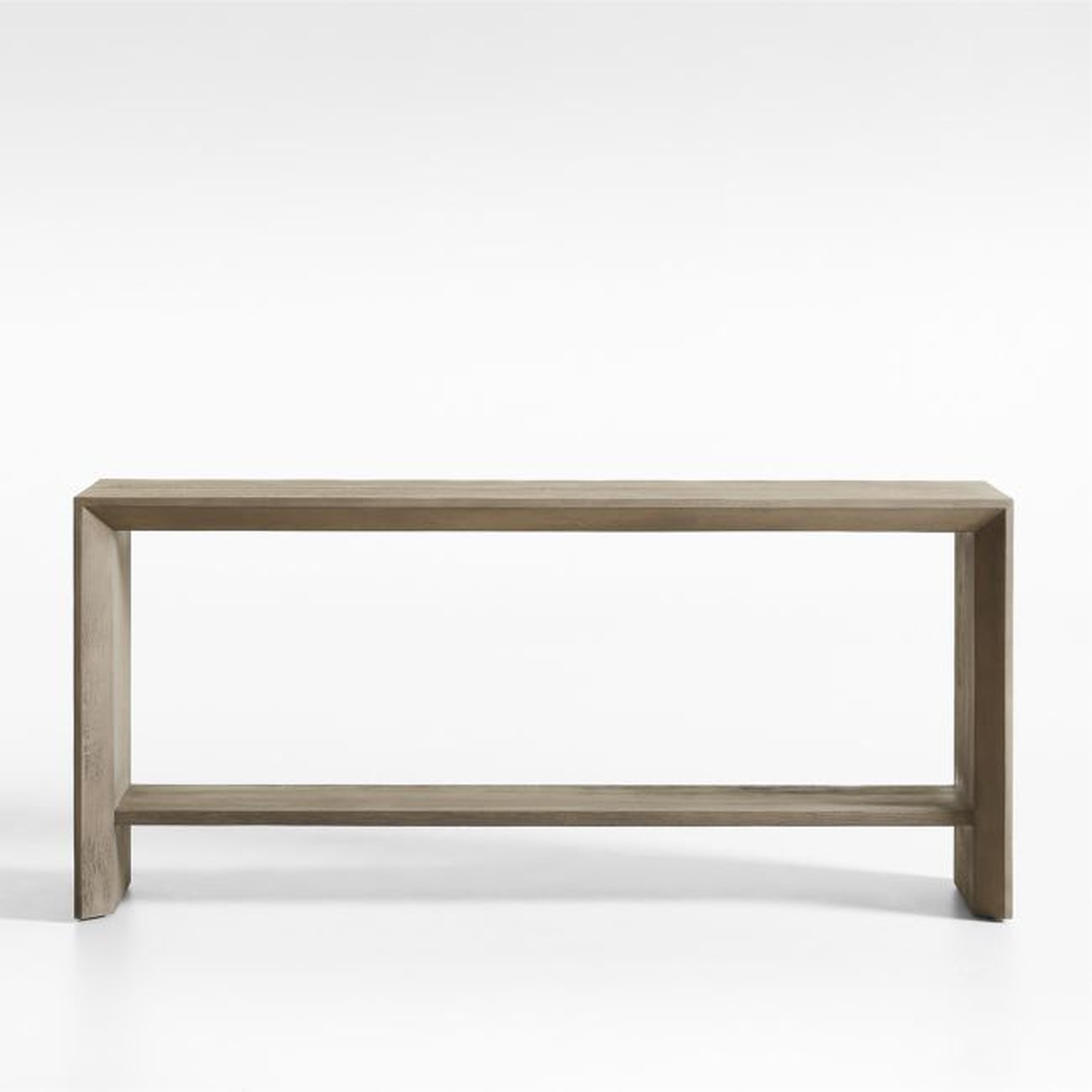 Baja 72" Rectangular Grey Oak Wood Console Table with Shelf - Crate and Barrel