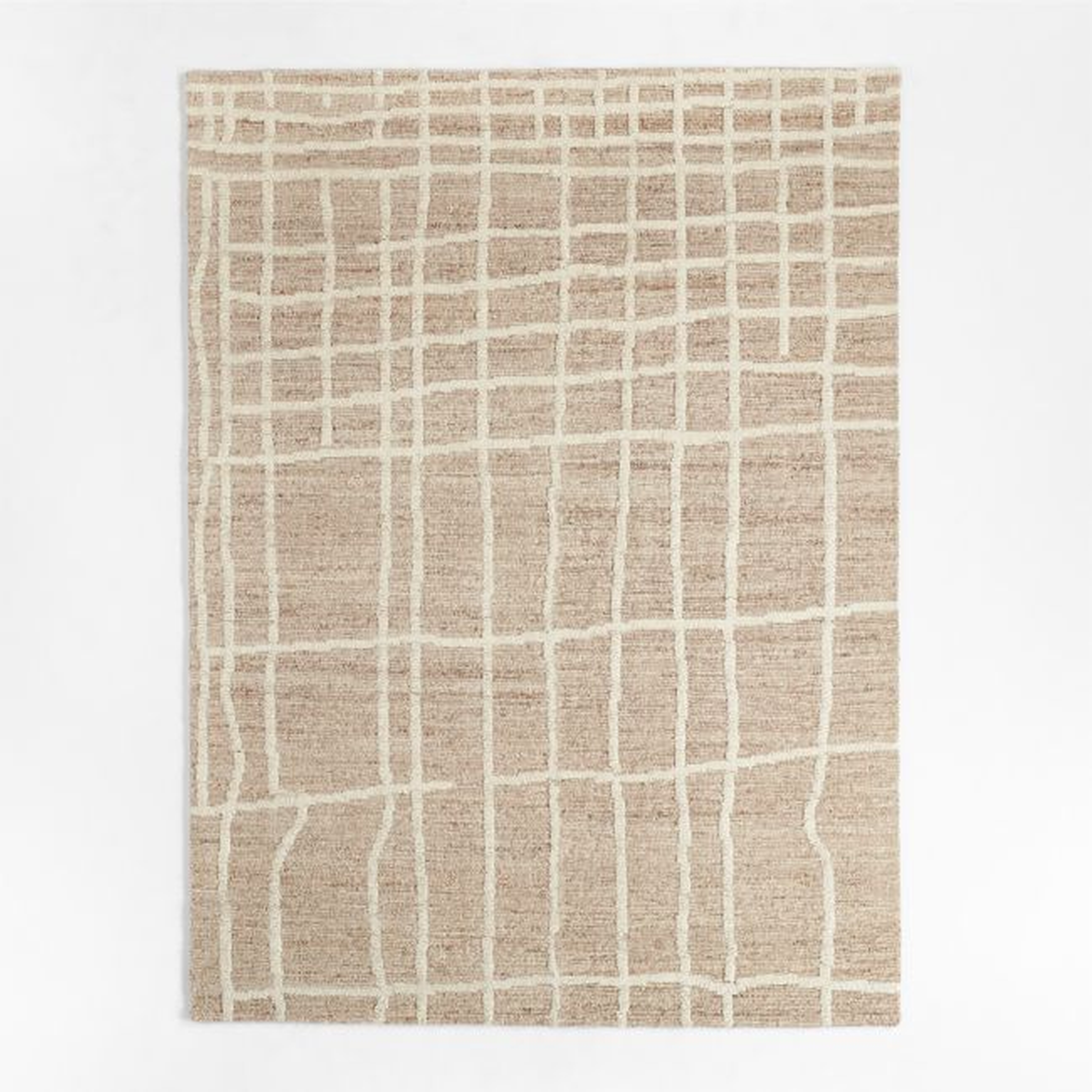 Agen Wool Grid Caramel Brown Area Rug 9'x12' - Crate and Barrel