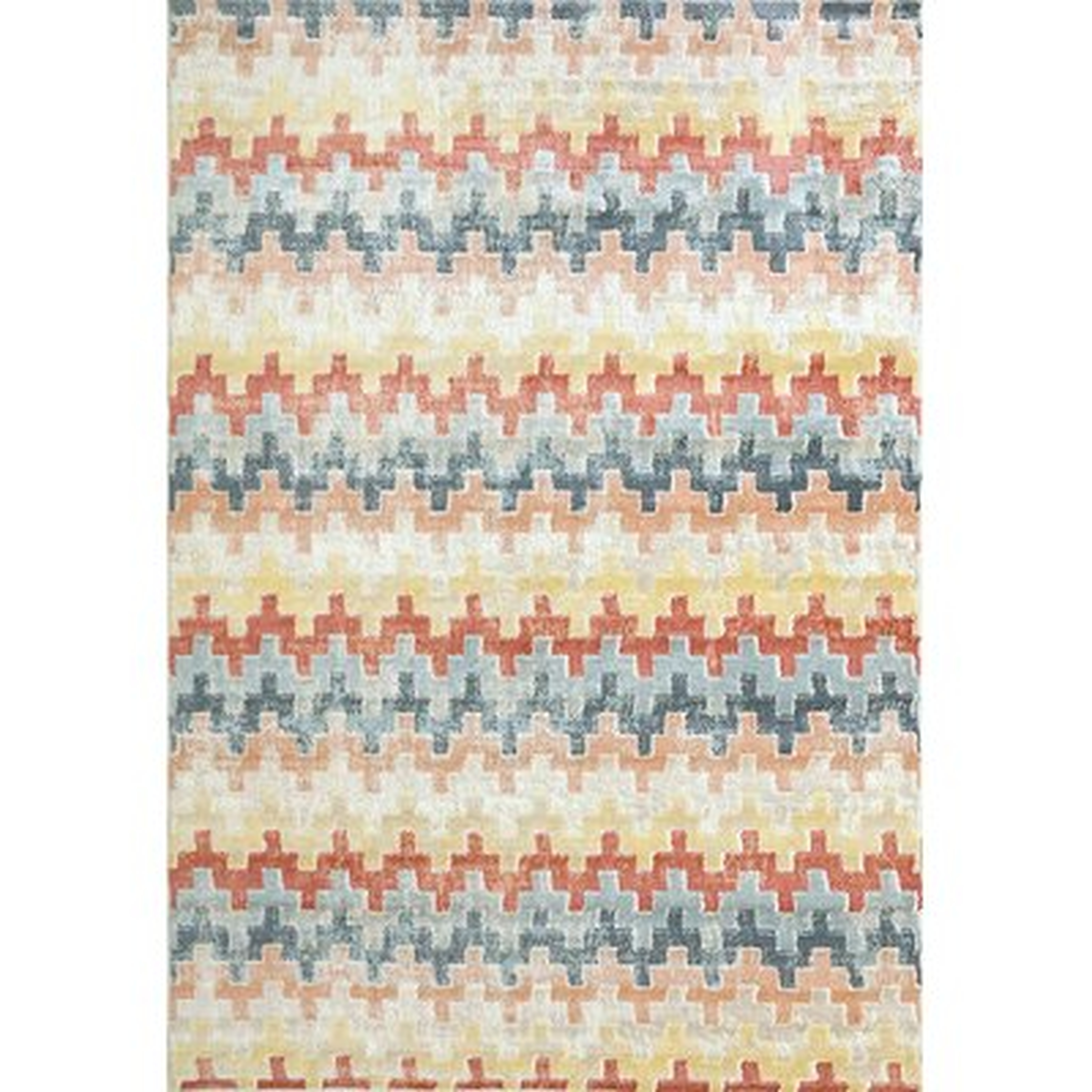 Pridbjorn Chevron Red/Blue/Yellow Area Rug - Wayfair
